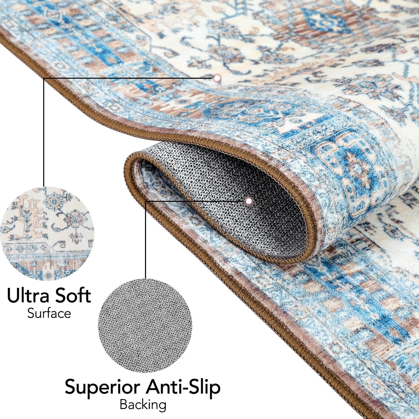 Glowsol Area Rugs Distressed Vintage Accent Carpet for Living Room Washable Rug