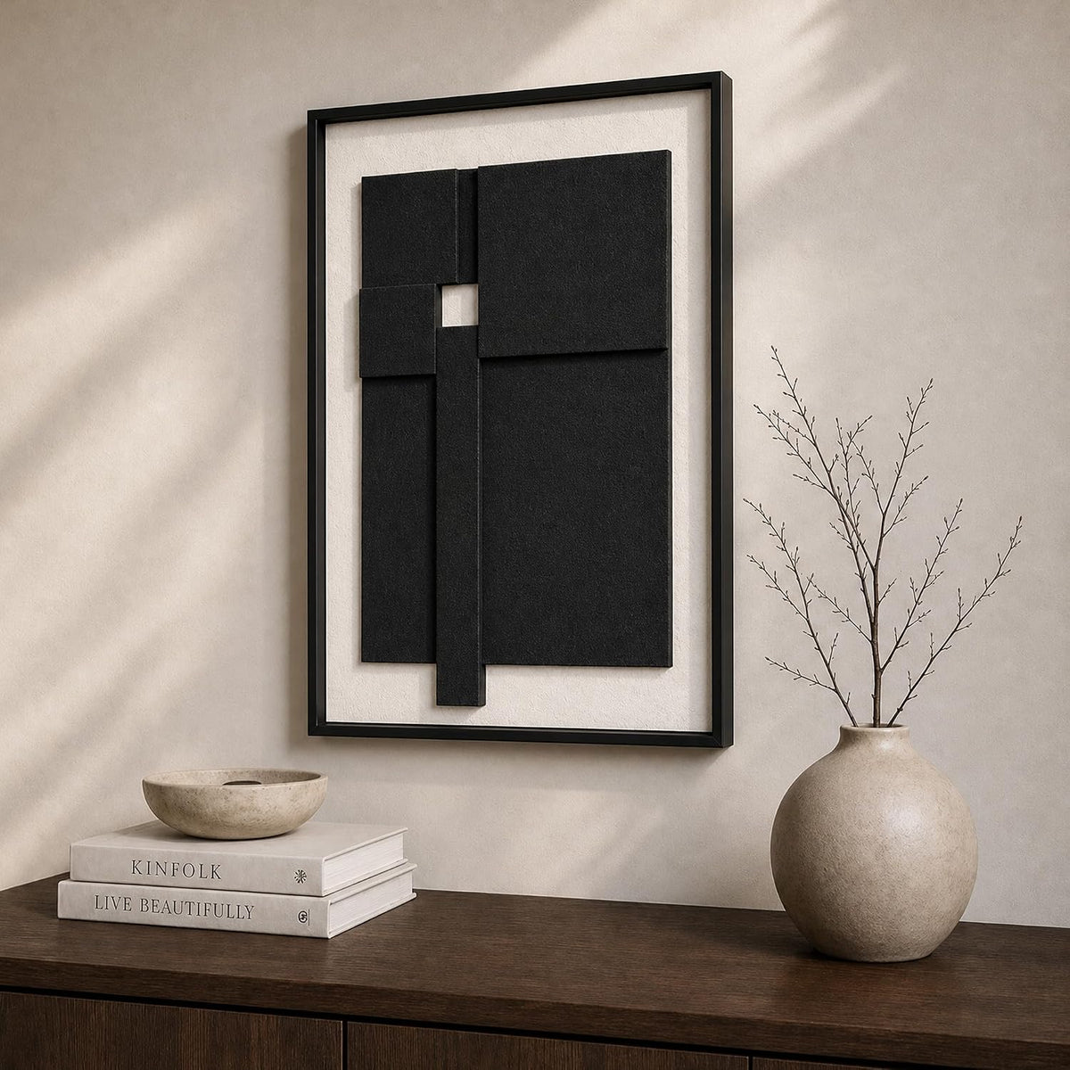 3D Modern Wall Art, Black and White Abstract Decor, 16X24 In