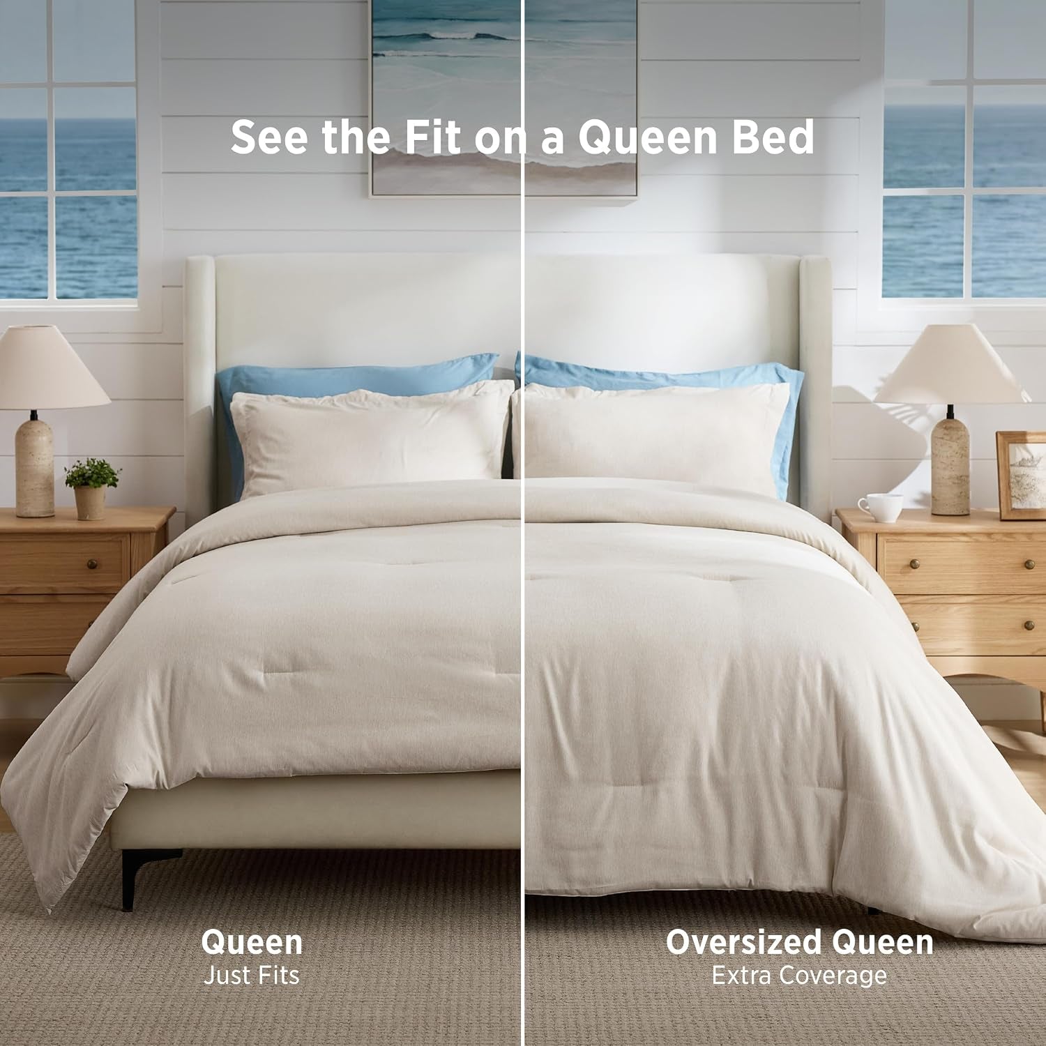 Queen Size Comforter Sets, Beige Cationic Dyed Bedding Set 3 Pcs
