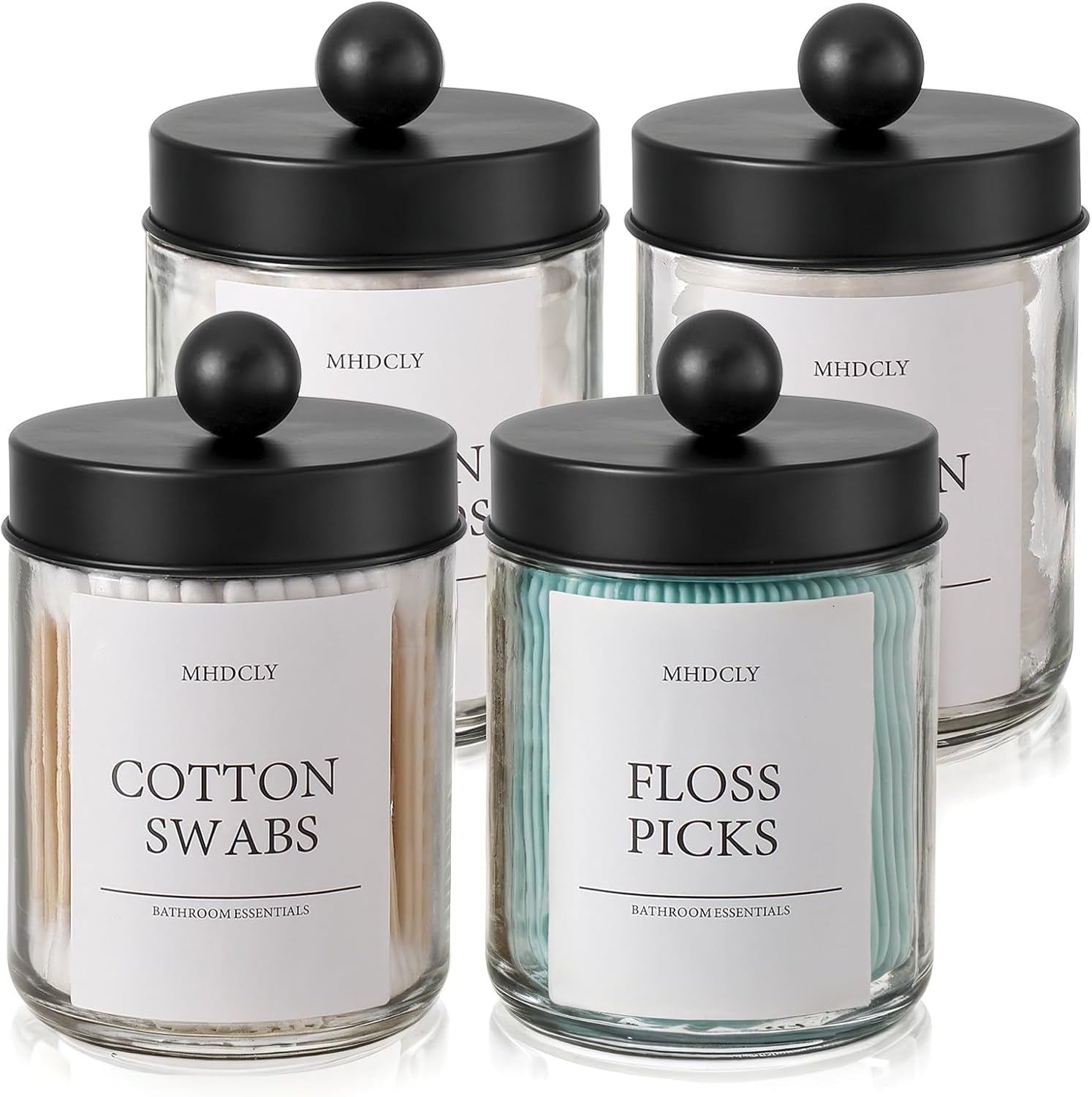 Bathroom Organizers and Storage,4 Pack Bathroom Accessories, (Black Lids)