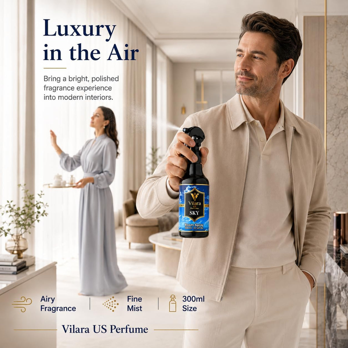 Room Spray Freshener - Long-Lasting Luxury Scents - Room and Linen Spray for Bedding, Sheets, Fabric, Furniture for Aromatherapy - 10.14 Fl Oz (Sky)