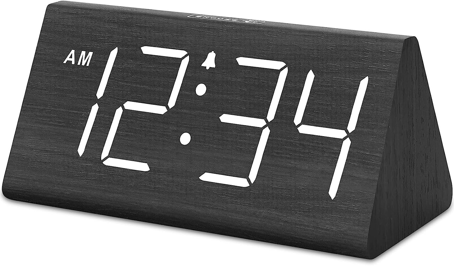 Wooden Digital Alarm Clocks for Bedrooms - Electric Desk Clock with Large Numbers, USB Port, Loud Alarm for Heavy Sleepers
