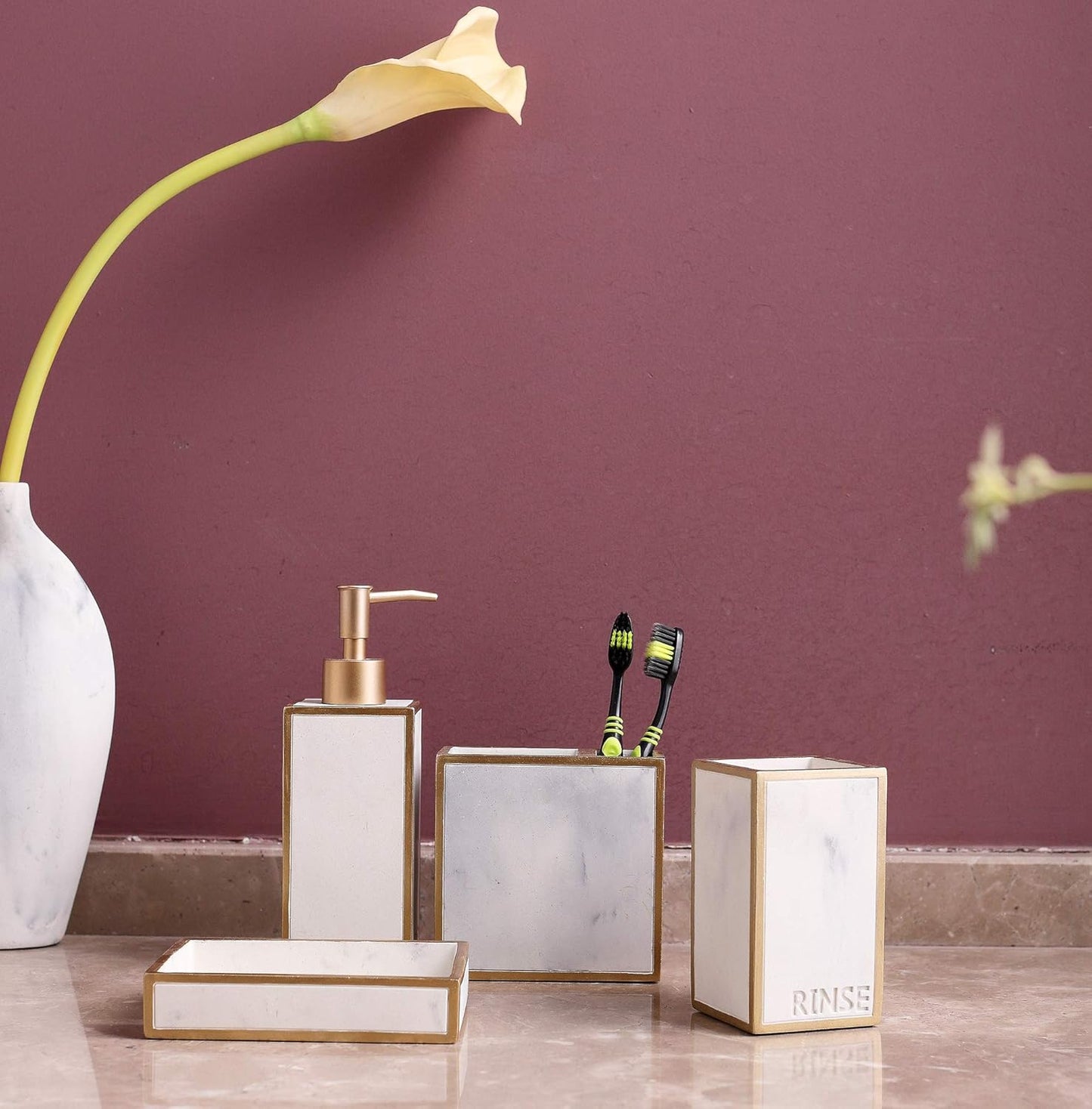 Bathroom Accessories Set, Farmhouse Bathroom Decor,4 Pcs Set 