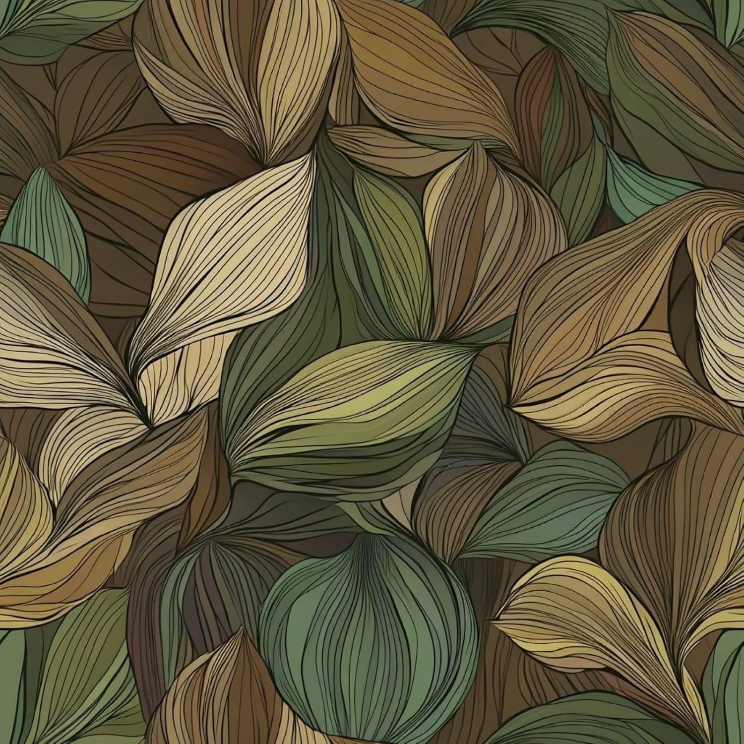 Botanical Leaf Wallpaper Peel and Stick Self Adhesive Boho Tropical Beige Green Vintage 17.71"X236.2"
