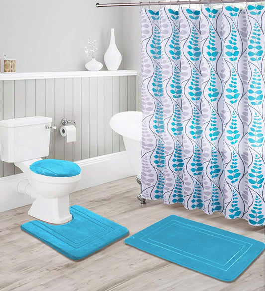 Blue 16Pc Bathroom Accessory Set, Aqua/Light Blue