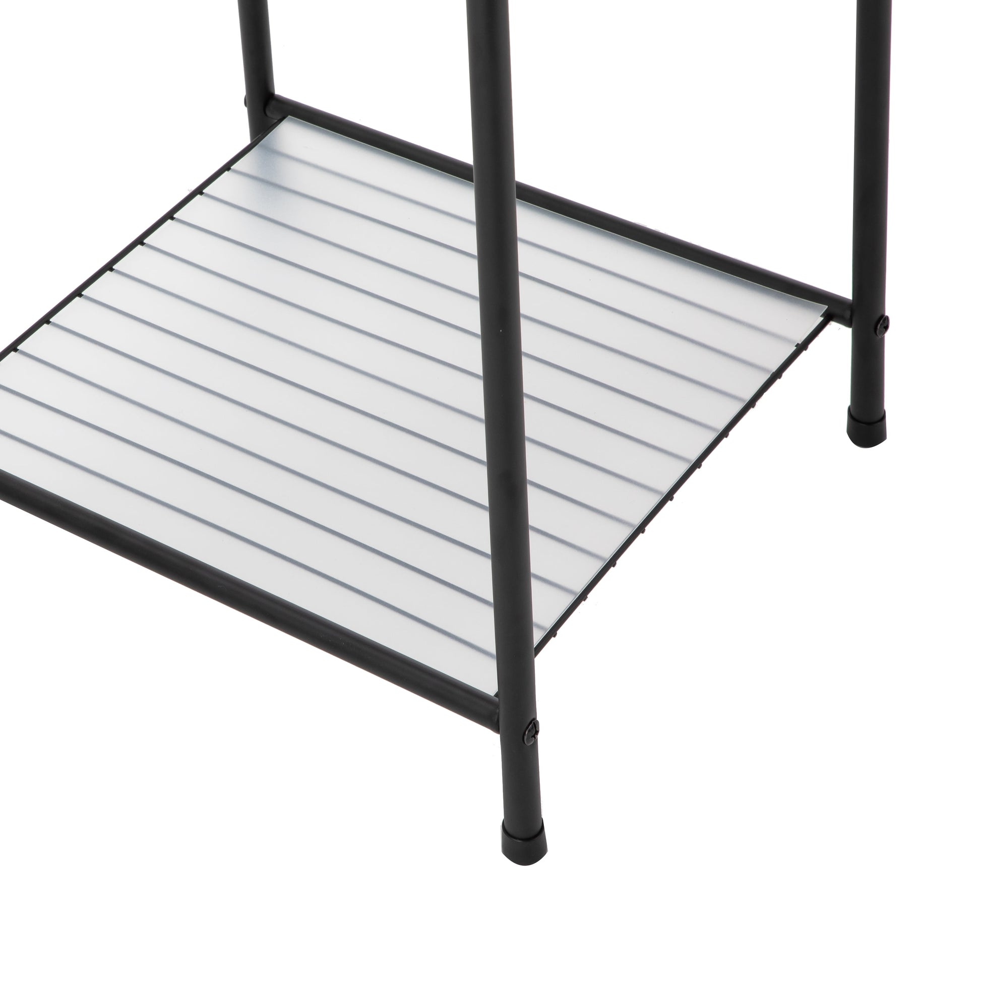 Matte Black Steel 5-Shelf Bathroom Storage Tower Unit