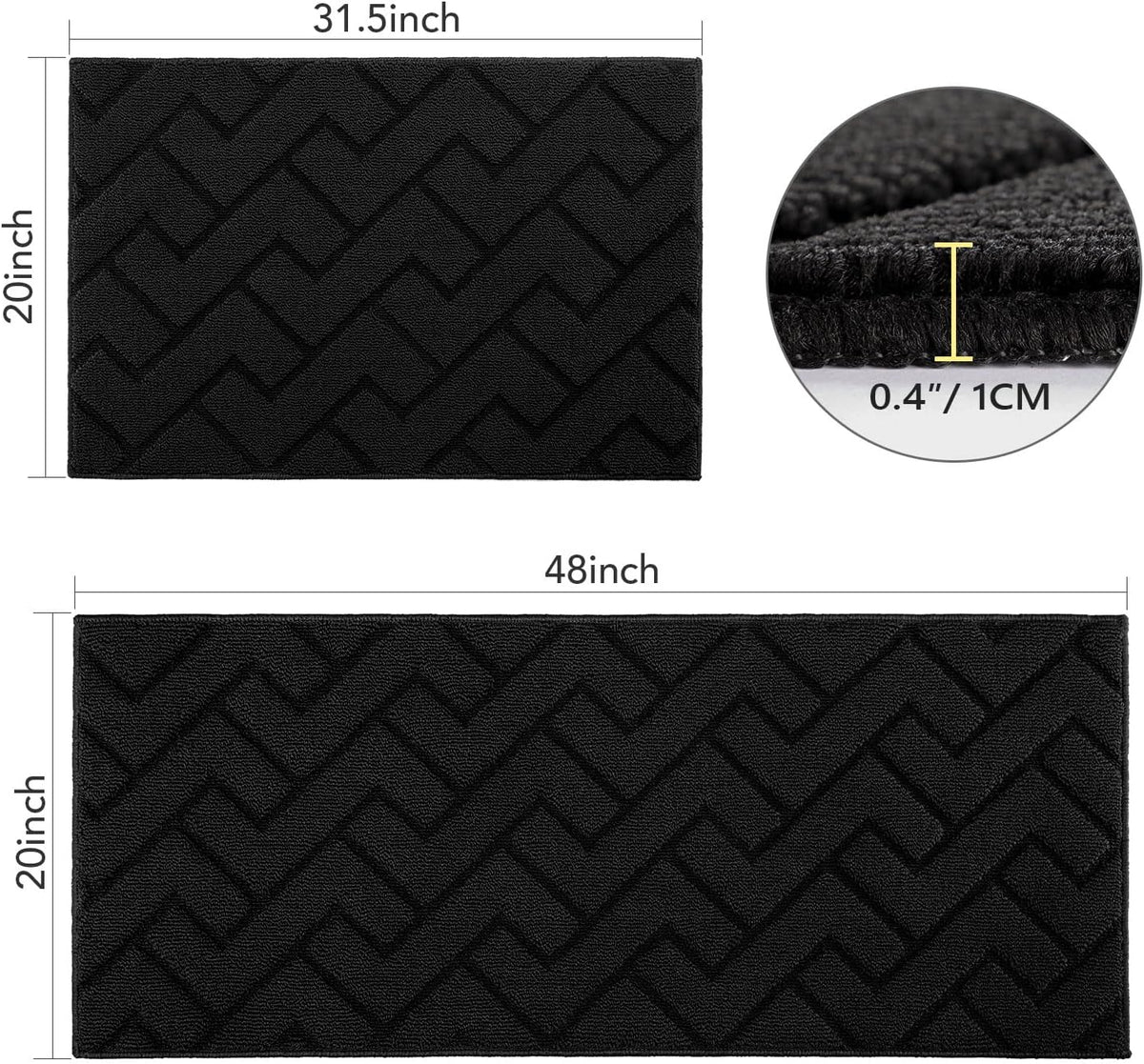 Kitchen Runner Rug,20"X48"+20"X32" Kitchen Set,Non-Slip Kitchen Mat