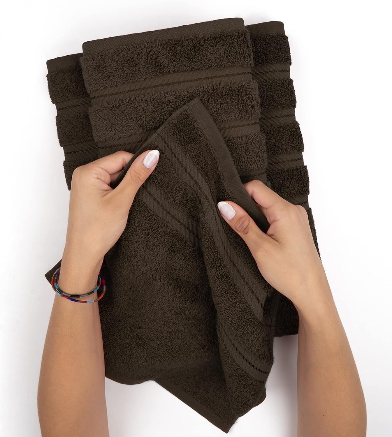 Luxury 6 Piece Towel Set,100% Cotton, Brown Towel Sets