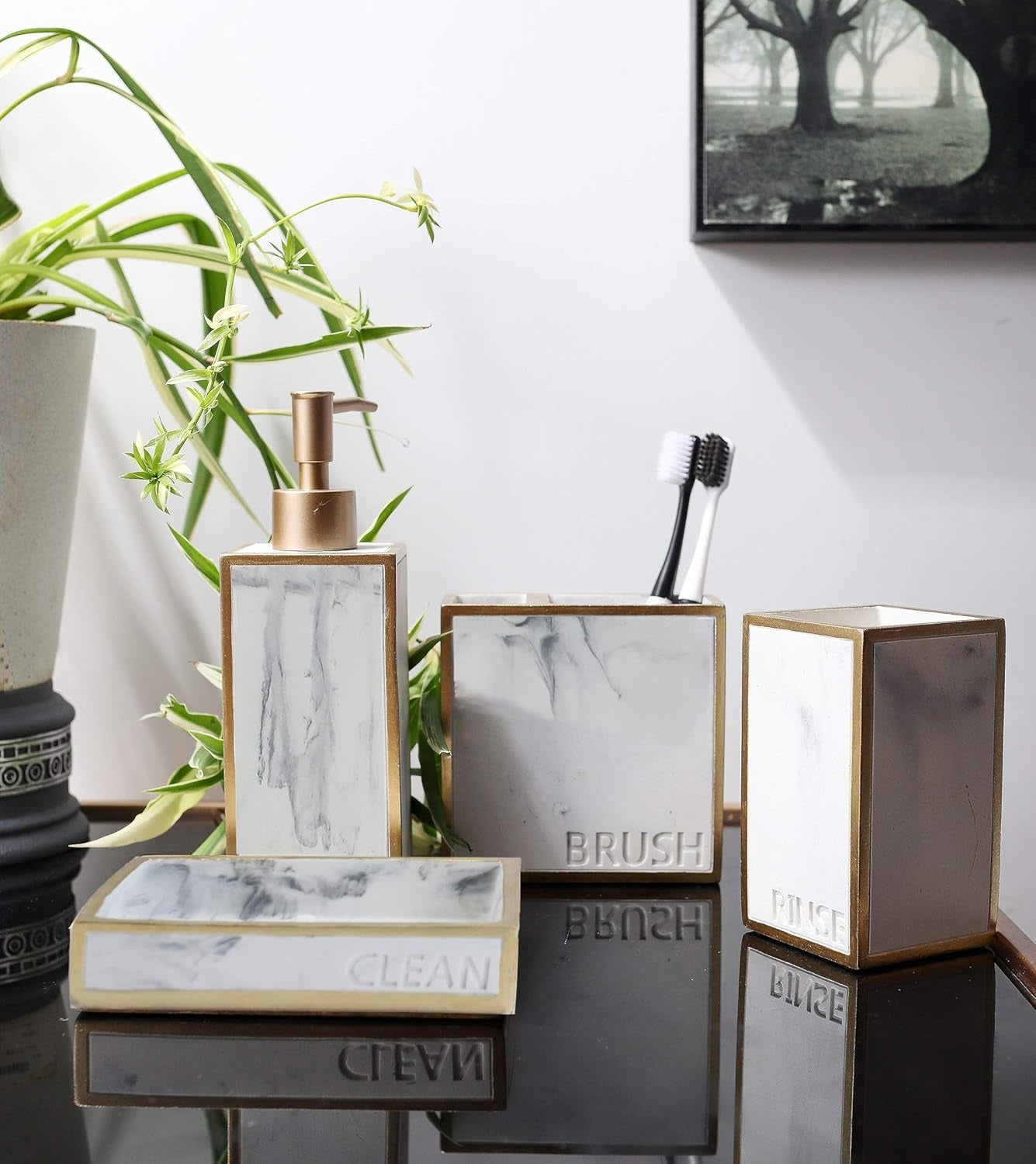 Bathroom Accessories Set, Farmhouse Bathroom Decor,4 Pcs Set 