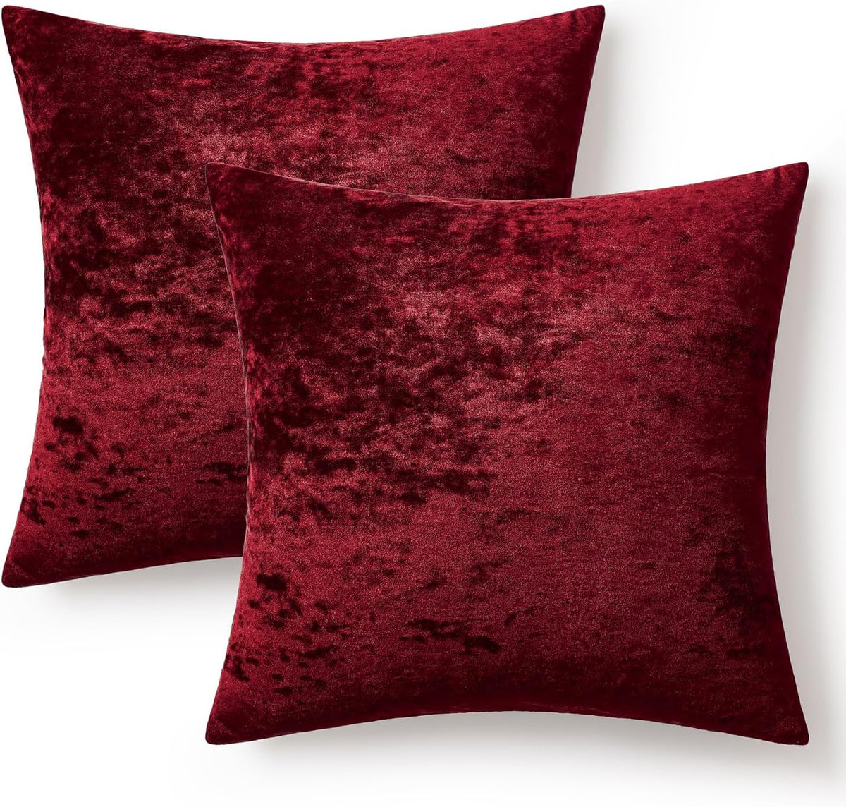 Velvet Throw Pillow Covers Burgundy 20X20 Inch Set of 2