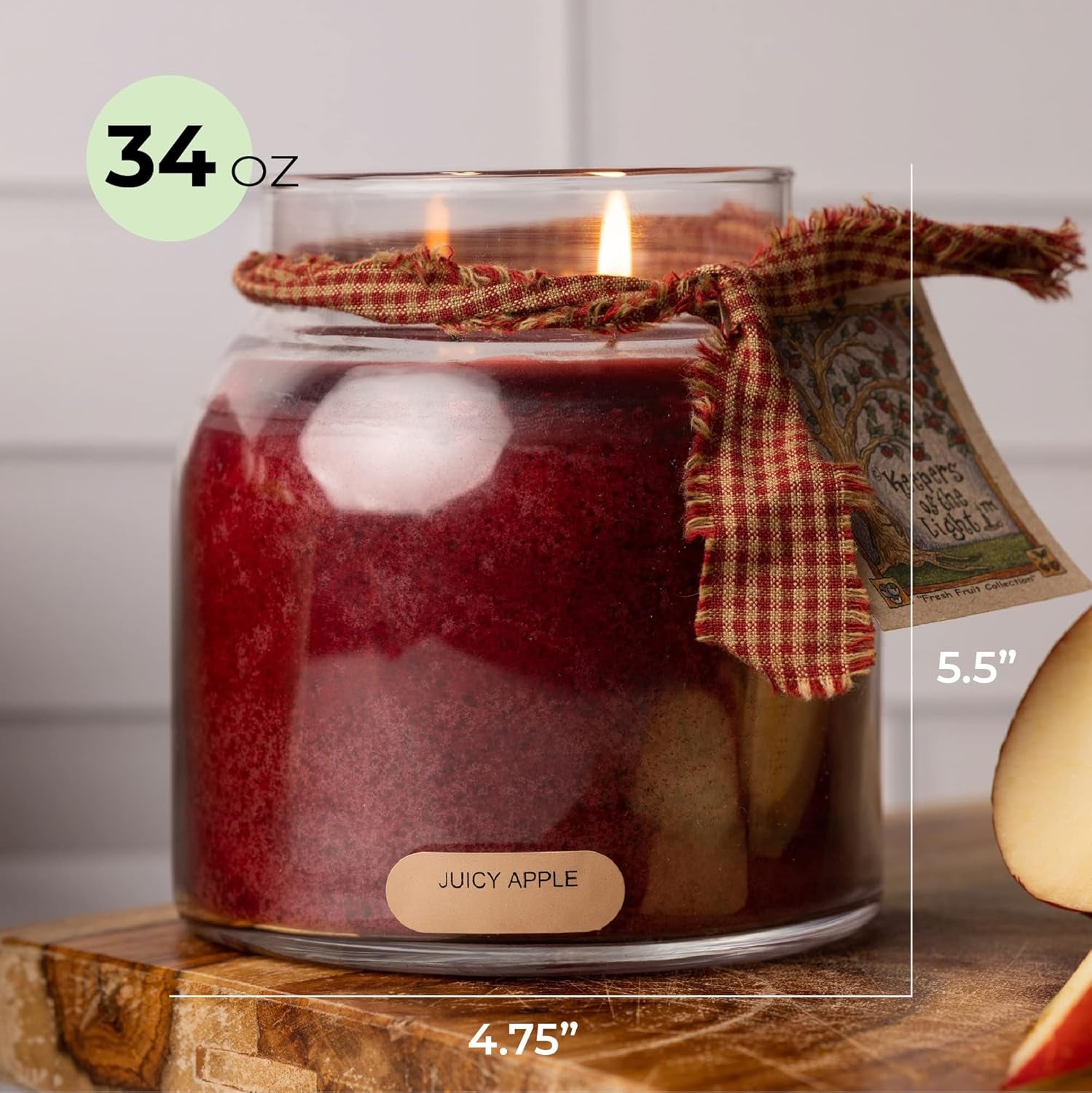 - Juicy Apple - 34Oz Papa Scented Candle Jar with Lid - Keepers of the Light - 155 Hours of Burn Time, Gift for Women, Red | Long Lasting Aromatherapy Candle with up to 155 Hours of Burn Time - Gift Ready (34Oz)