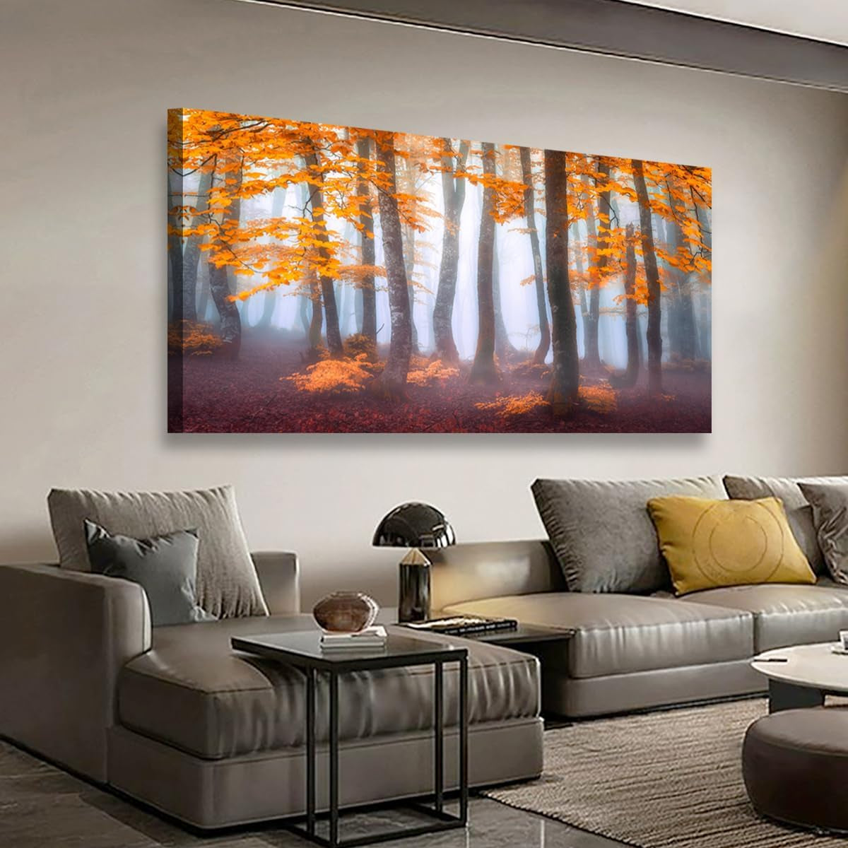 Orange Maple Leaf Tree Canvas Wall Art - 20In * 40Inch