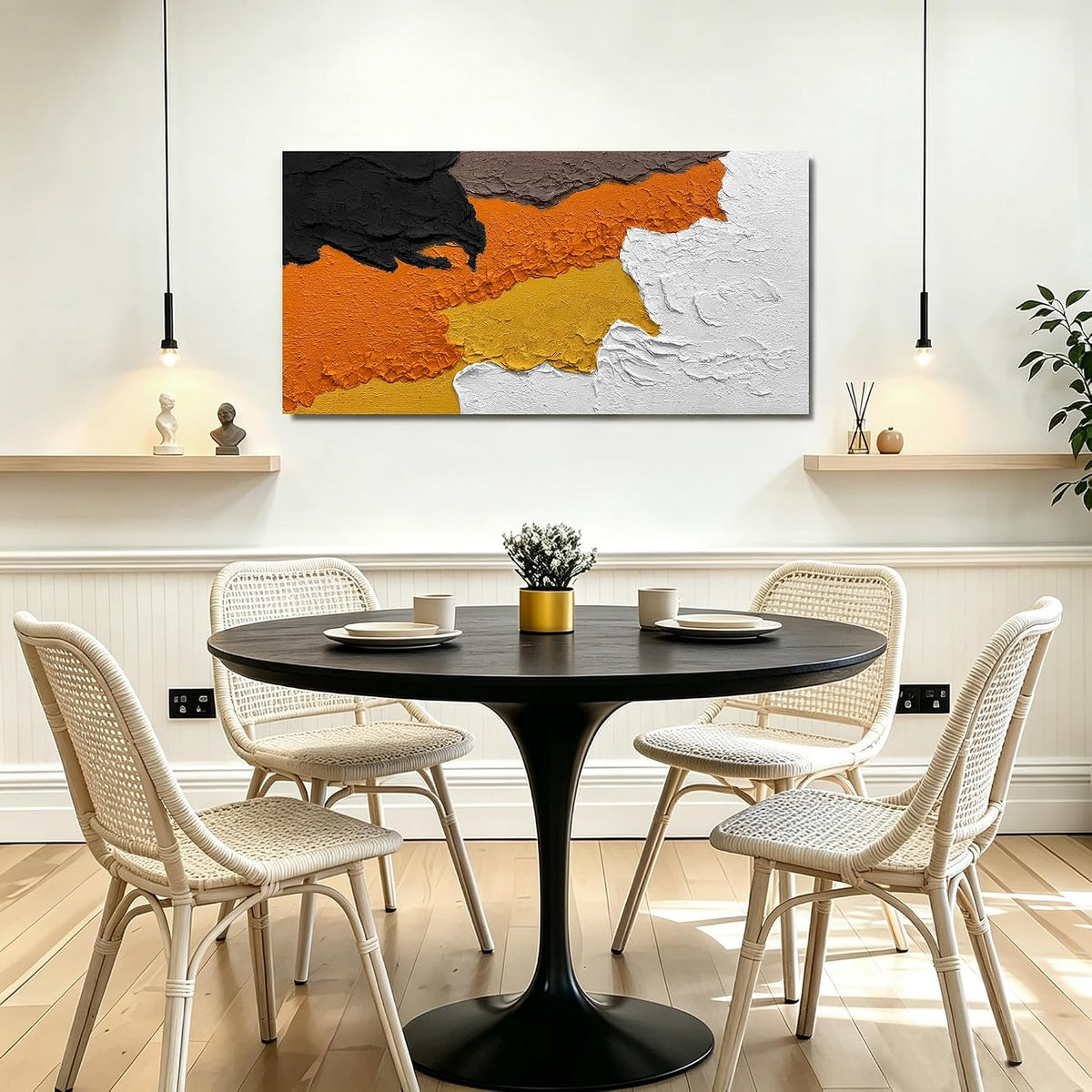 Hand Painted Textured Minimalist Colorful Wall Art 40X20 Inches