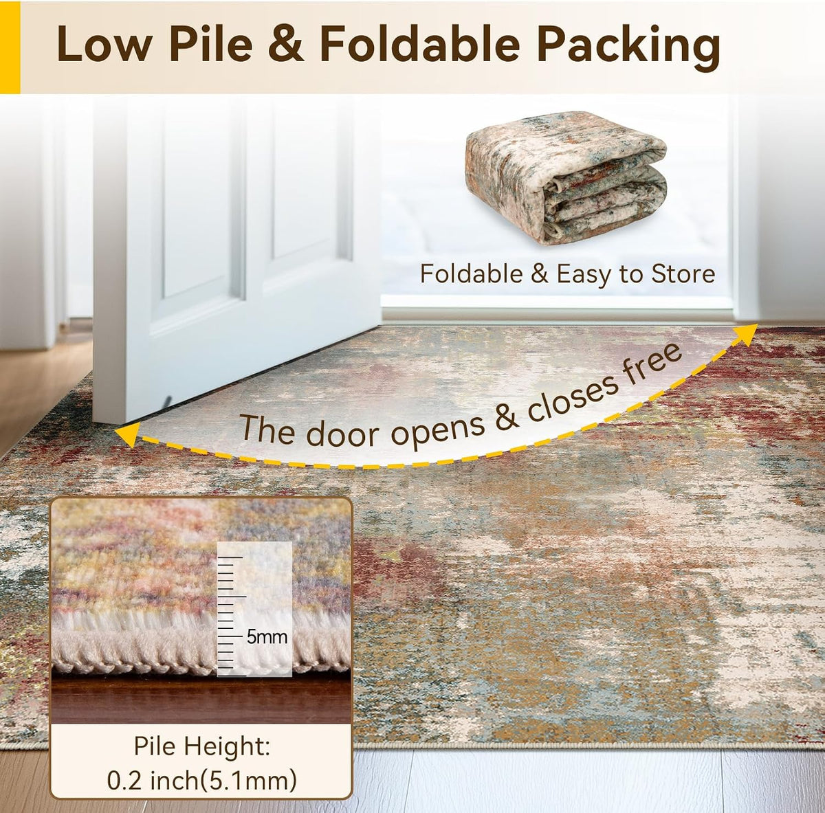 Washable Runner 2'X7' Abstract Area Rug for Hallway Rustic Brown