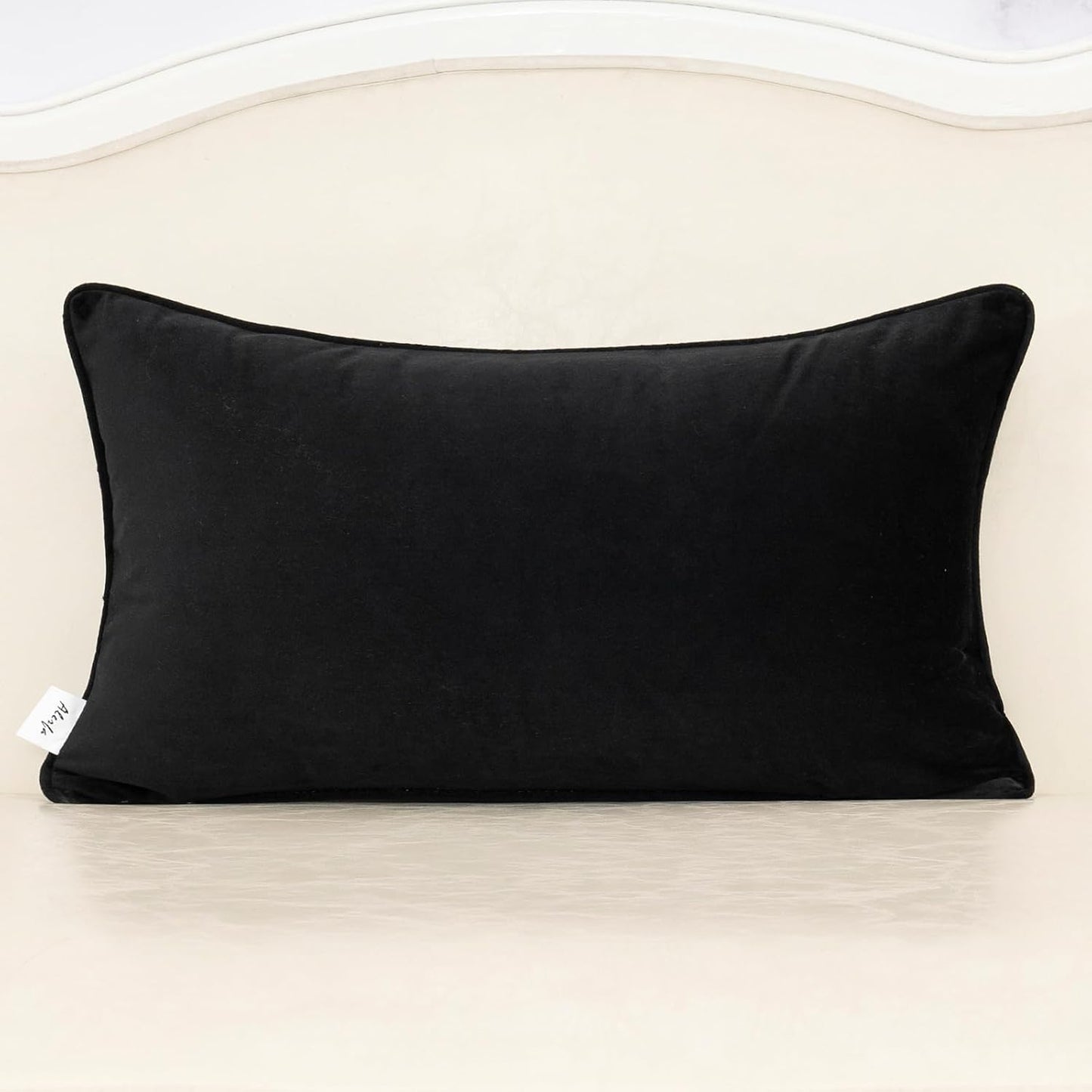 Black Floral Throw Pillow Cover 12 X 20 Inch Cut Velvet Rectange Luxury Decorative Lumbar Pillow Cover for Couch Living Room Bedroom