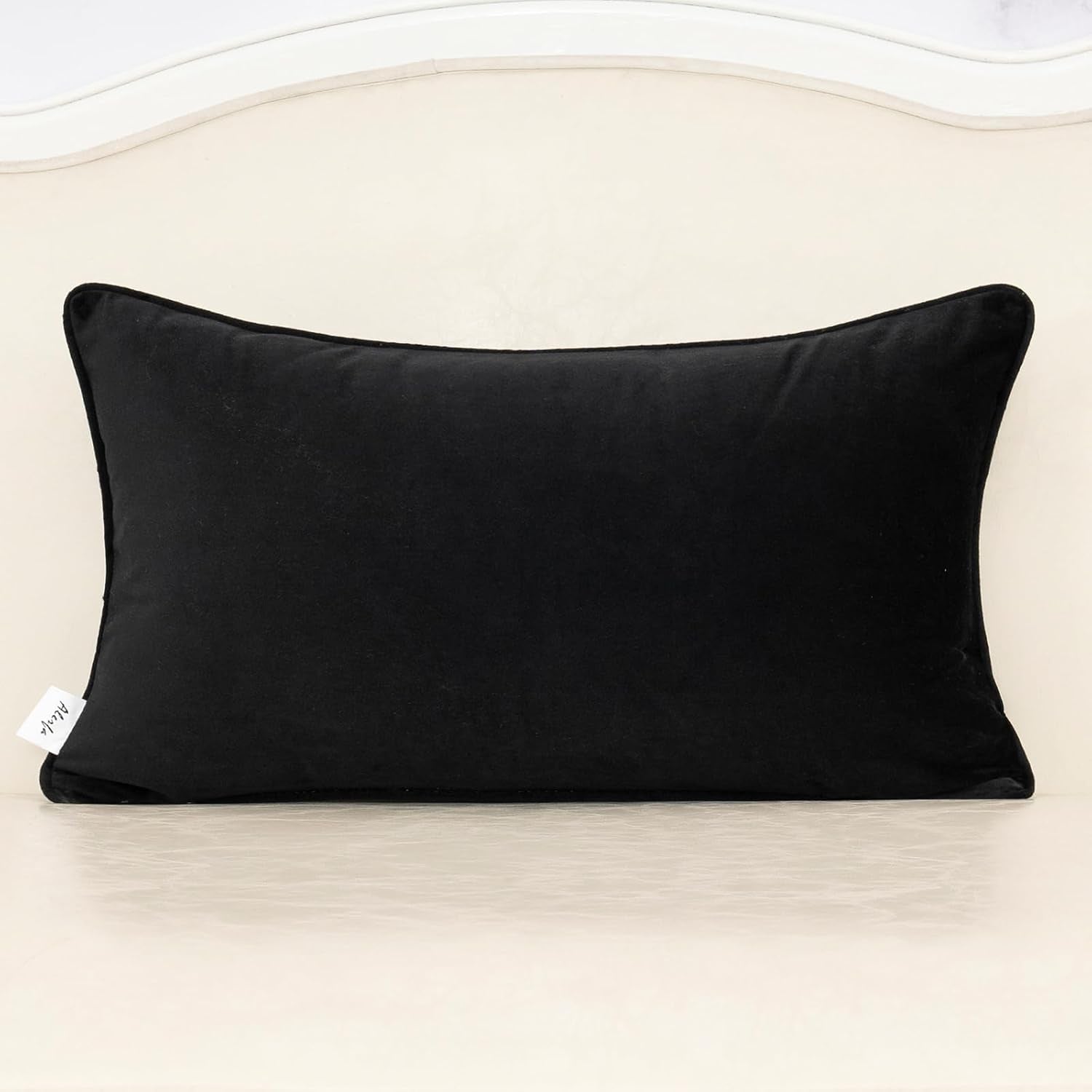 Black Floral Throw Pillow Cover 12 X 20 Inch Cut Velvet Rectange Luxury Decorative Lumbar Pillow Cover for Couch Living Room Bedroom