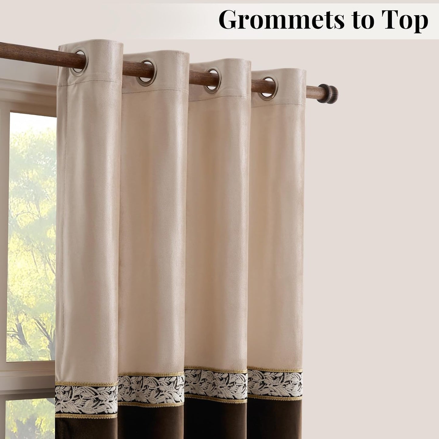 Velvet Curtains 84 Inch for Living Room 2 Panels Champagne Brown