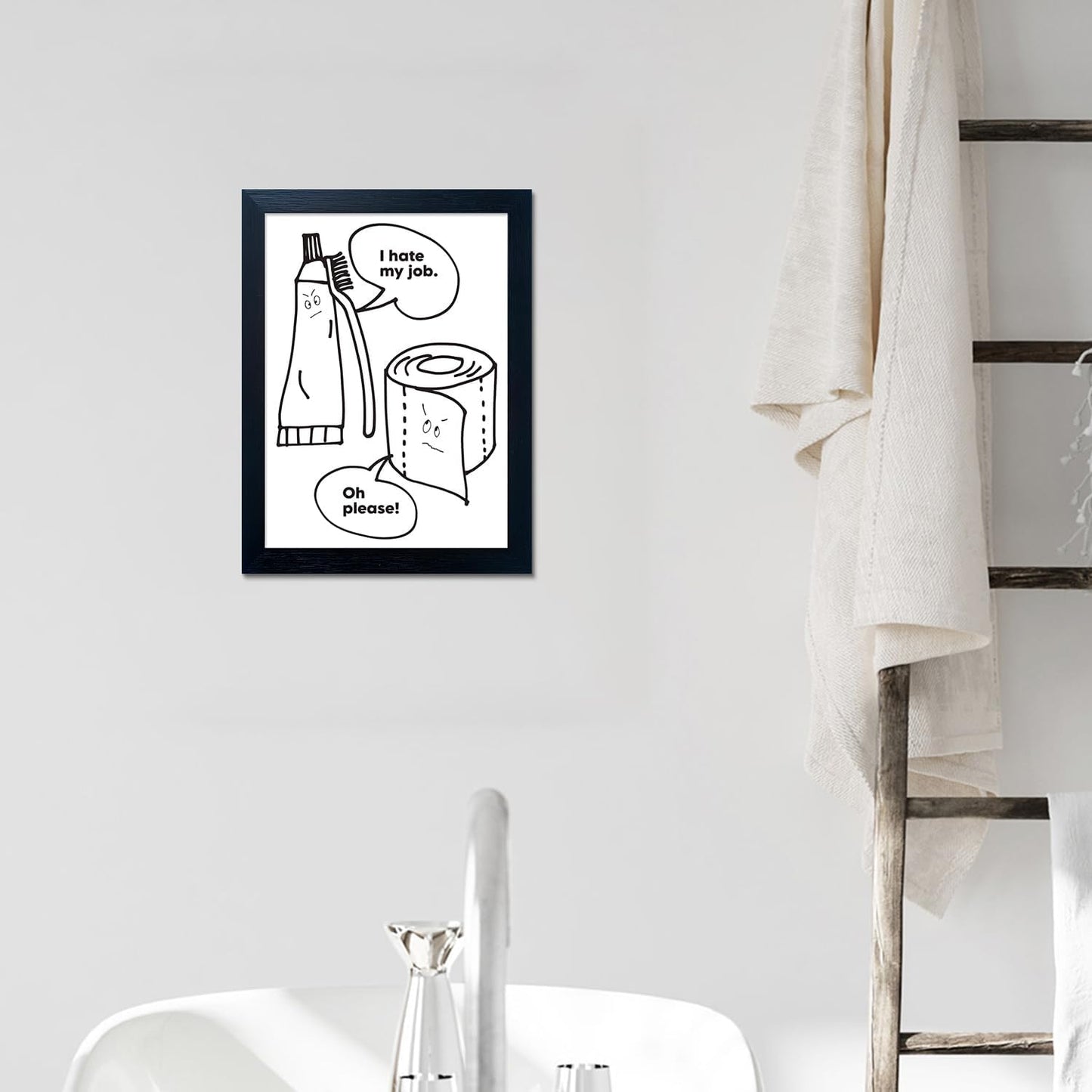 Black and White Bathroom Wall Decor Funny Bathroom Quote Wall Art Framed 