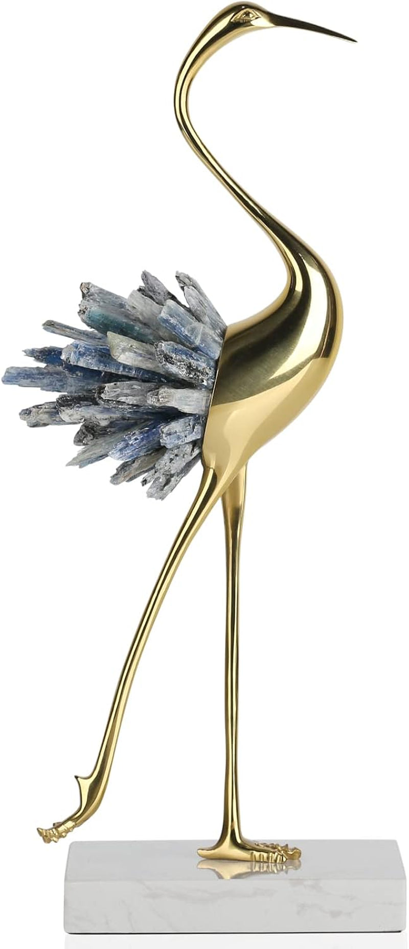 Gold Decor Accents, Brass Birds Statues Gold Home Decor Modern Crystal Decor Ornaments for Living Room (Blue B)