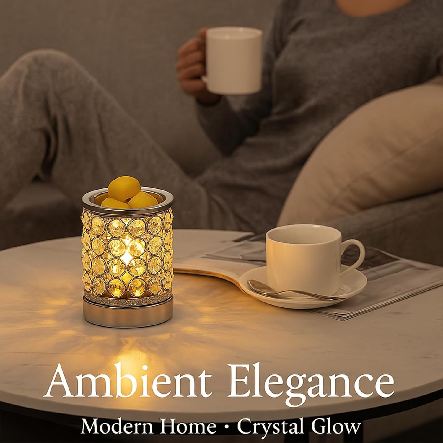 Electric Crystal Wax Melt Warmer - Bulb Heating, Elegant Crystal Design, Quickly Melts Wax Blocks, Releases Long-Lasting Fragrance