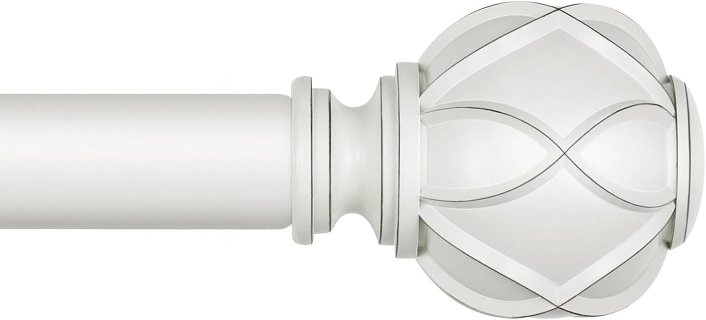 Curtain Rod 32 to 58 Inch(2.6-4.8Ft), Heavy Duty White Curtain Rods for Windows, 7/8 Inch Single Drapery Rod Adjustable, Decorative Netted Texture End