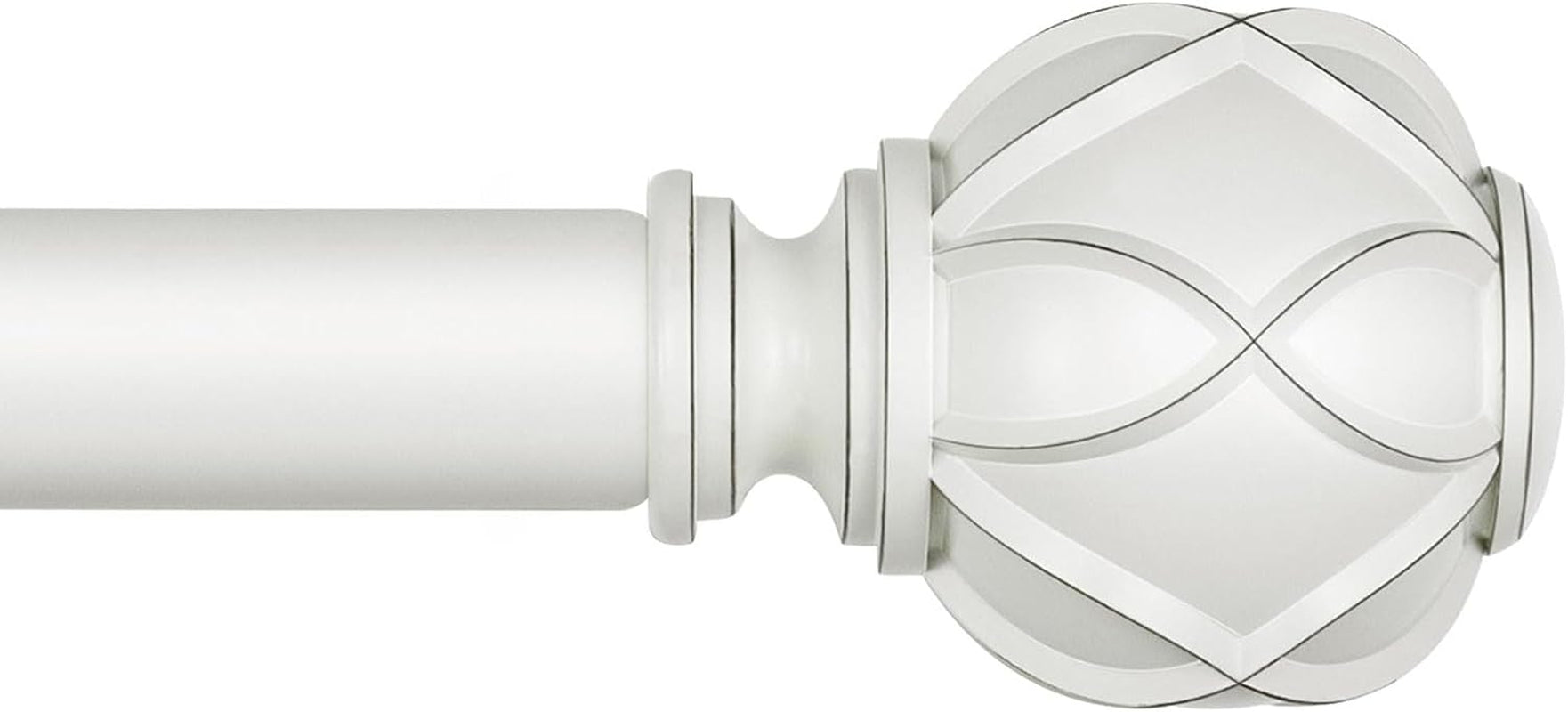 Curtain Rod 32 to 58 Inch(2.6-4.8Ft), Heavy Duty White Curtain Rods for Windows, 7/8 Inch Single Drapery Rod Adjustable, Decorative Netted Texture End