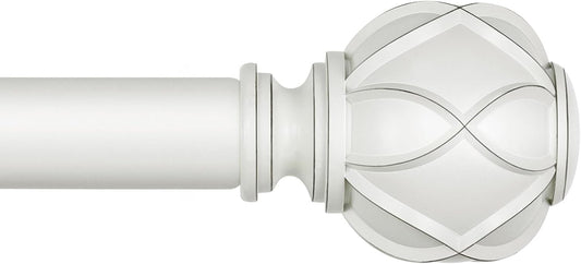 Curtain Rod 32 to 58 Inch(2.6-4.8Ft), Heavy Duty White Curtain Rods for Windows, 7/8 Inch Single Drapery Rod Adjustable, Decorative Netted Texture End