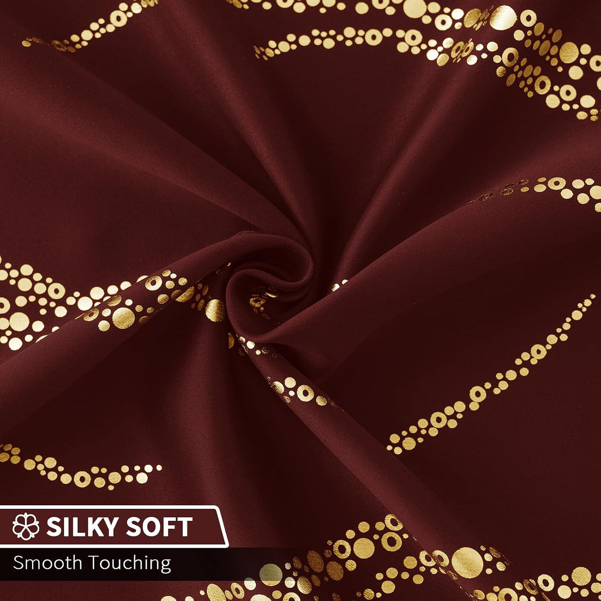 Burgundy Blackout Curtains for Livingroom Foil Print W52 X L84-Inch