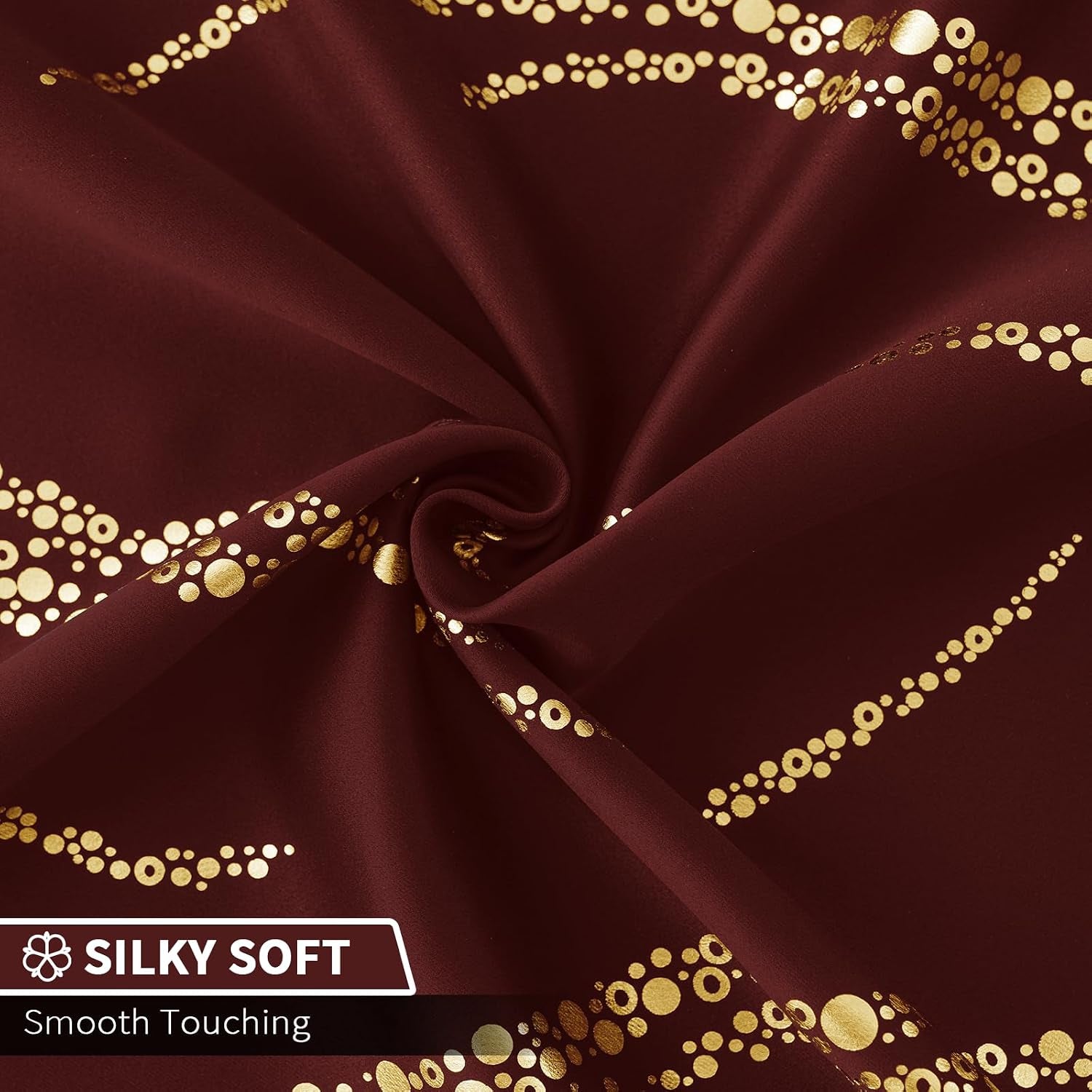 Burgundy Blackout Curtains for Livingroom Foil Print W52 X L84-Inch