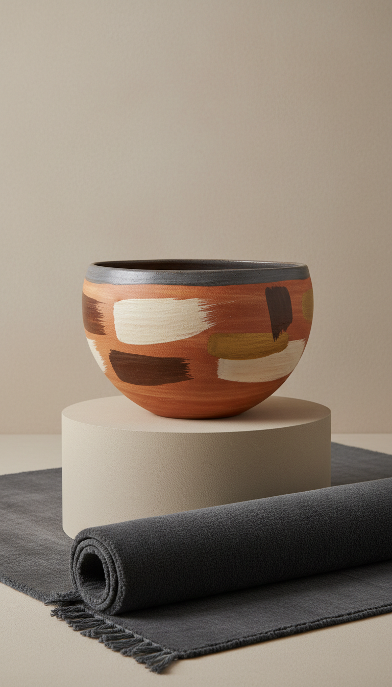 Oversized Ceramic Bowl with Reactive Glaze