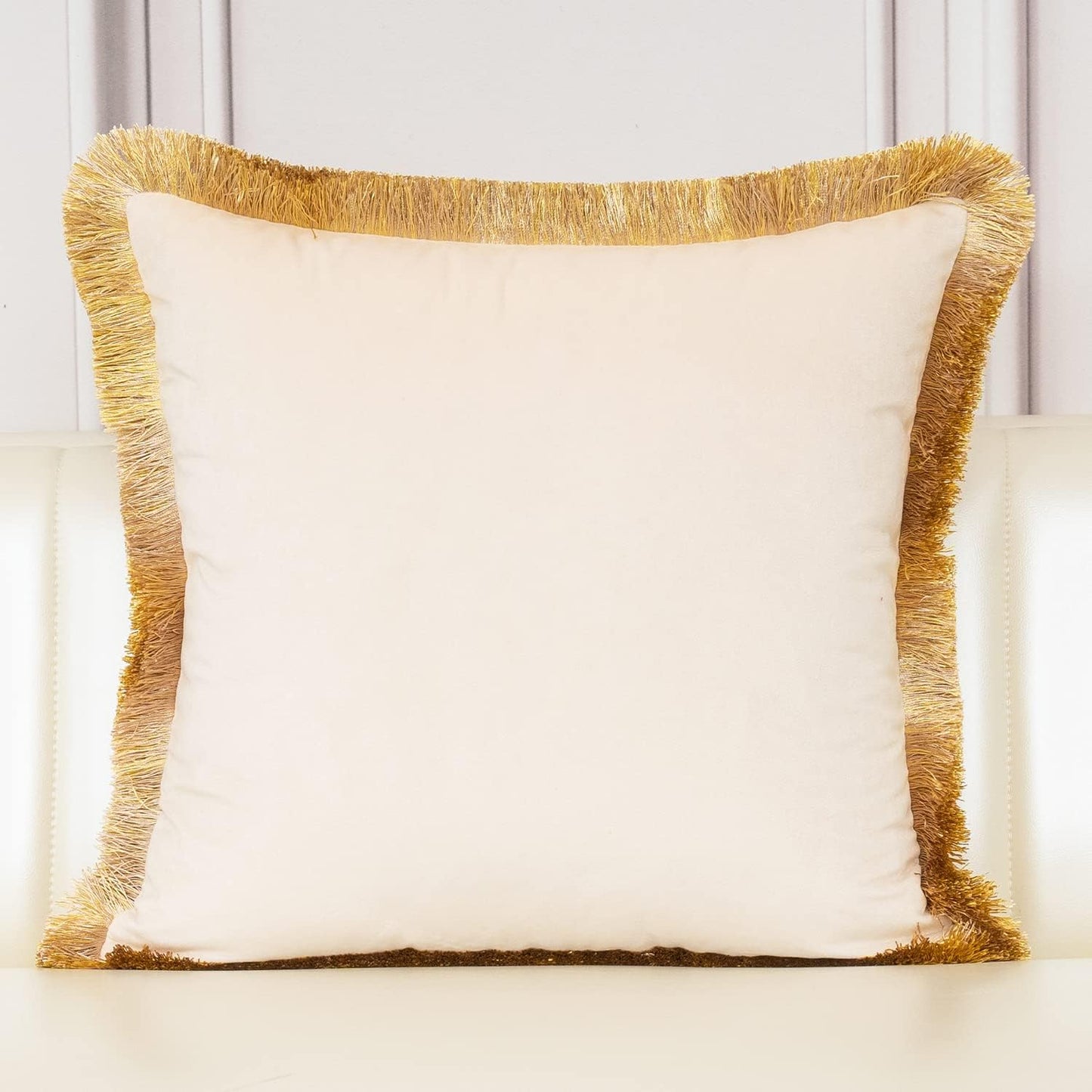 18 X 18 Inch Luxury European Home Decorative Pillow, Velvet , Beige Gold