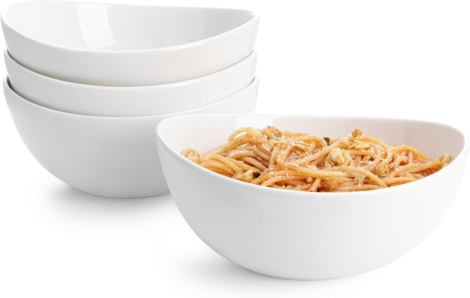 42Oz Porcelain Serving Bowls - Set of 4, 8-Inch White Bowls 