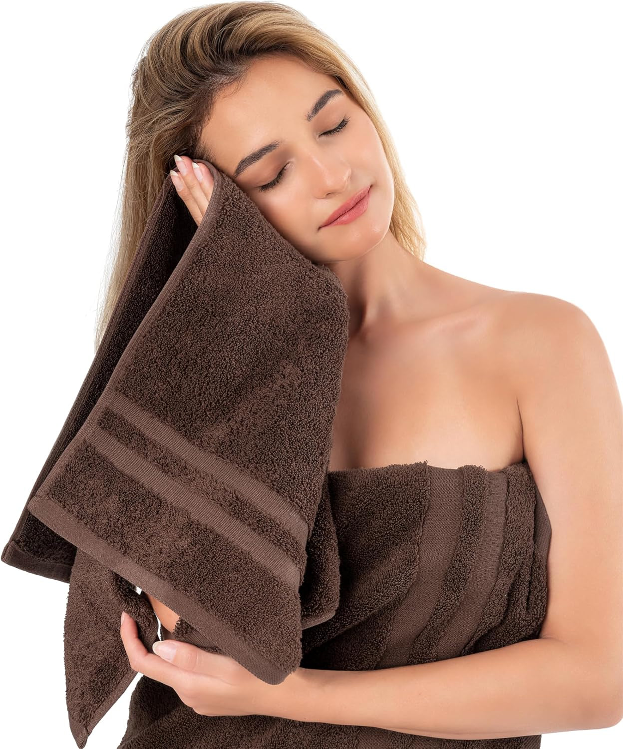 Premium 6 Piece Towel Set, 100% Turkish Cotton Soft Absorbent Towels (Chocolate Brown, 6 Piece Towel Set)