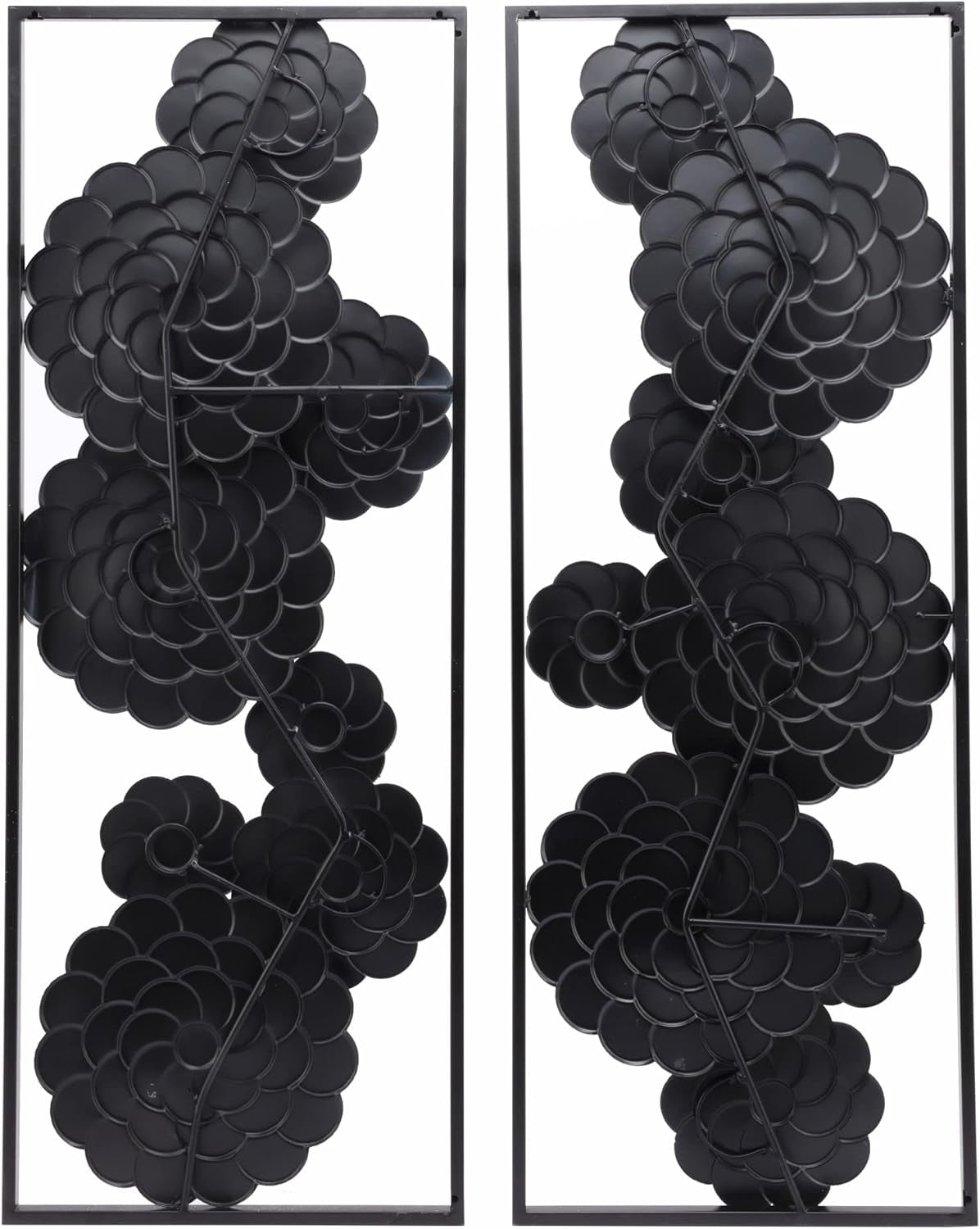 Metal Wall Art, 35" Multi-Color Flowers Wall Decor, Set of 2