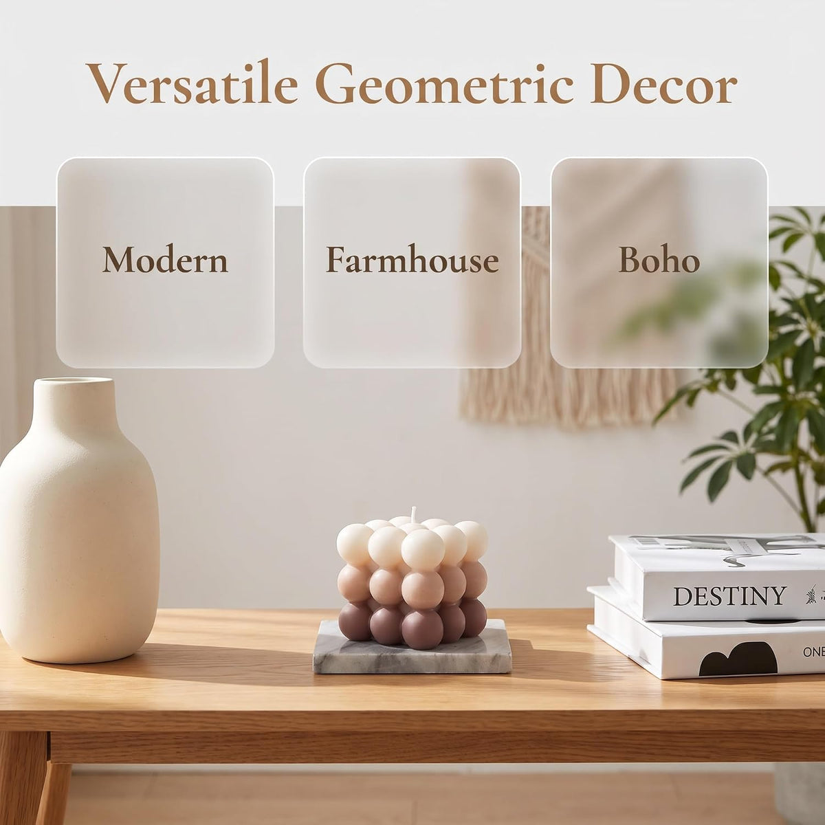 Gradient Square Scented Candle - Floral Soy Wax Block Design