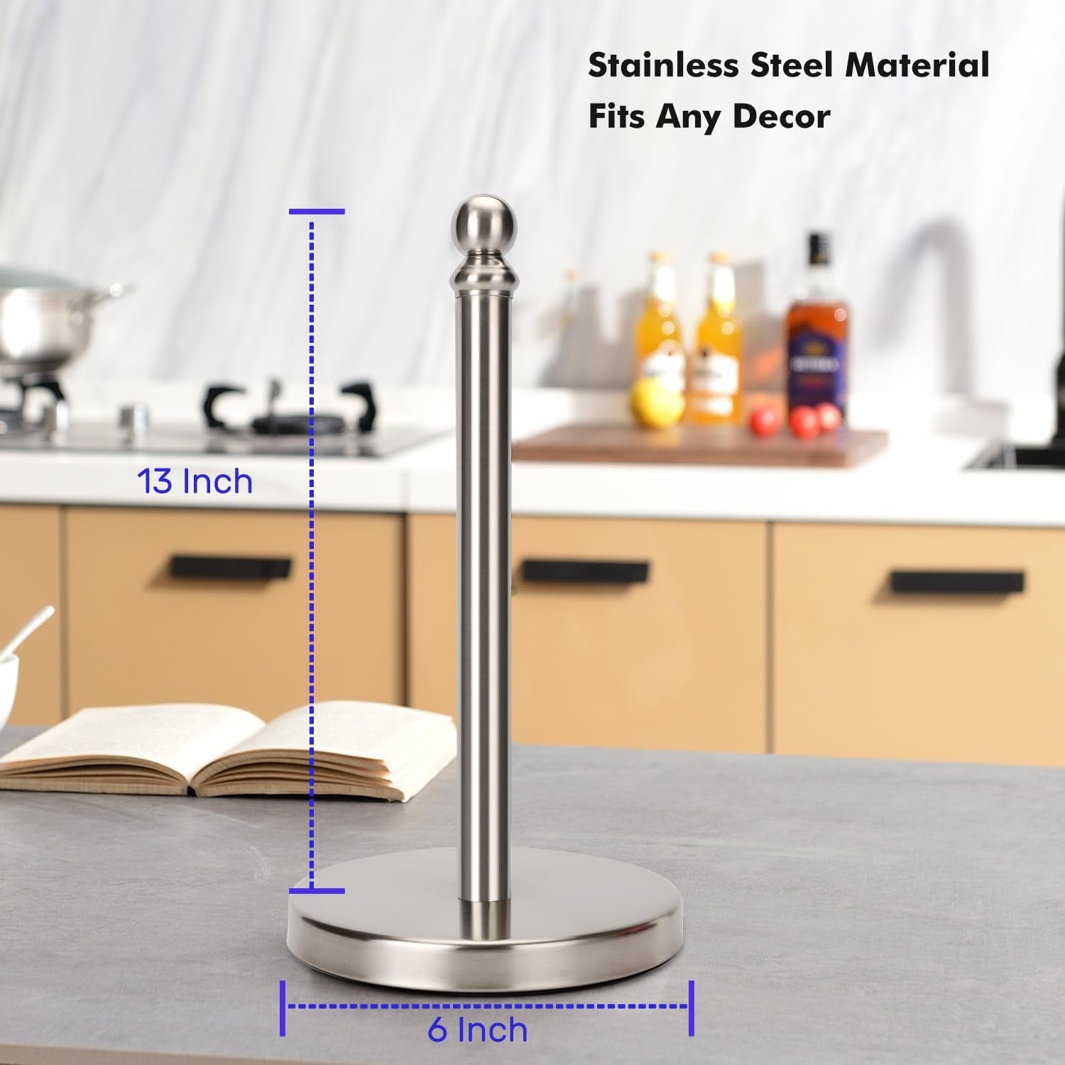 Paper Towel Holder Countertop, (Brushed Nickel)