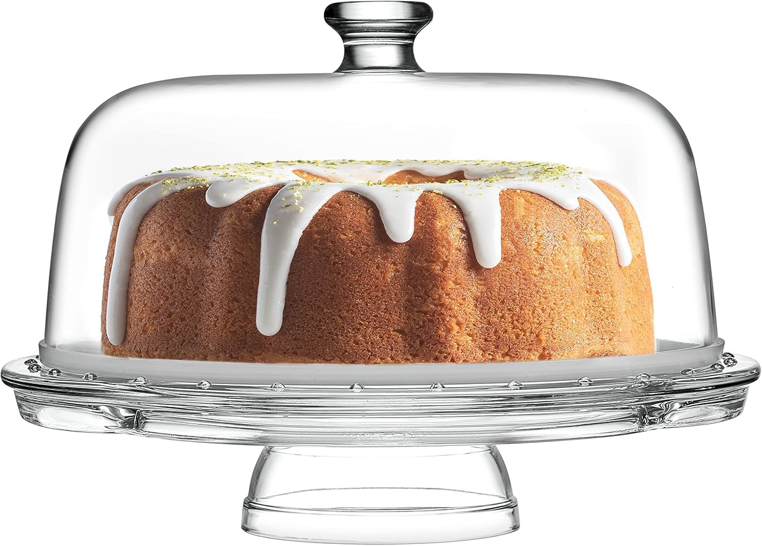 Cake Stand with Dome, 6-In-1 Multifunctional Glass Serving Platters - Elegant Pedestal Display, Durable Italian-Made Glass