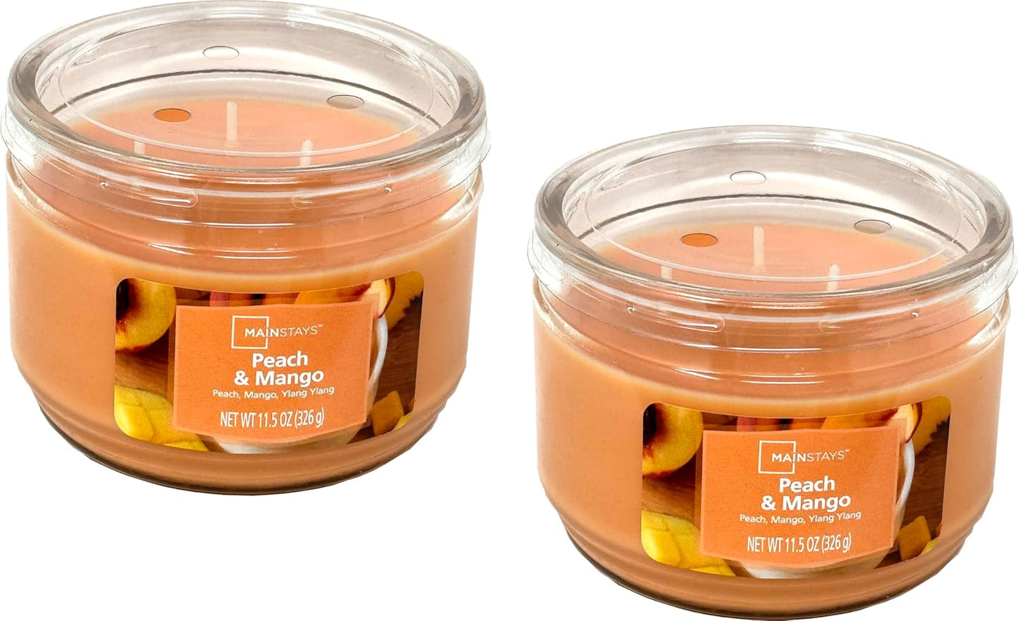 Mainstays 11.5Oz Scented Candle 2-Pack (Peach and Mango)