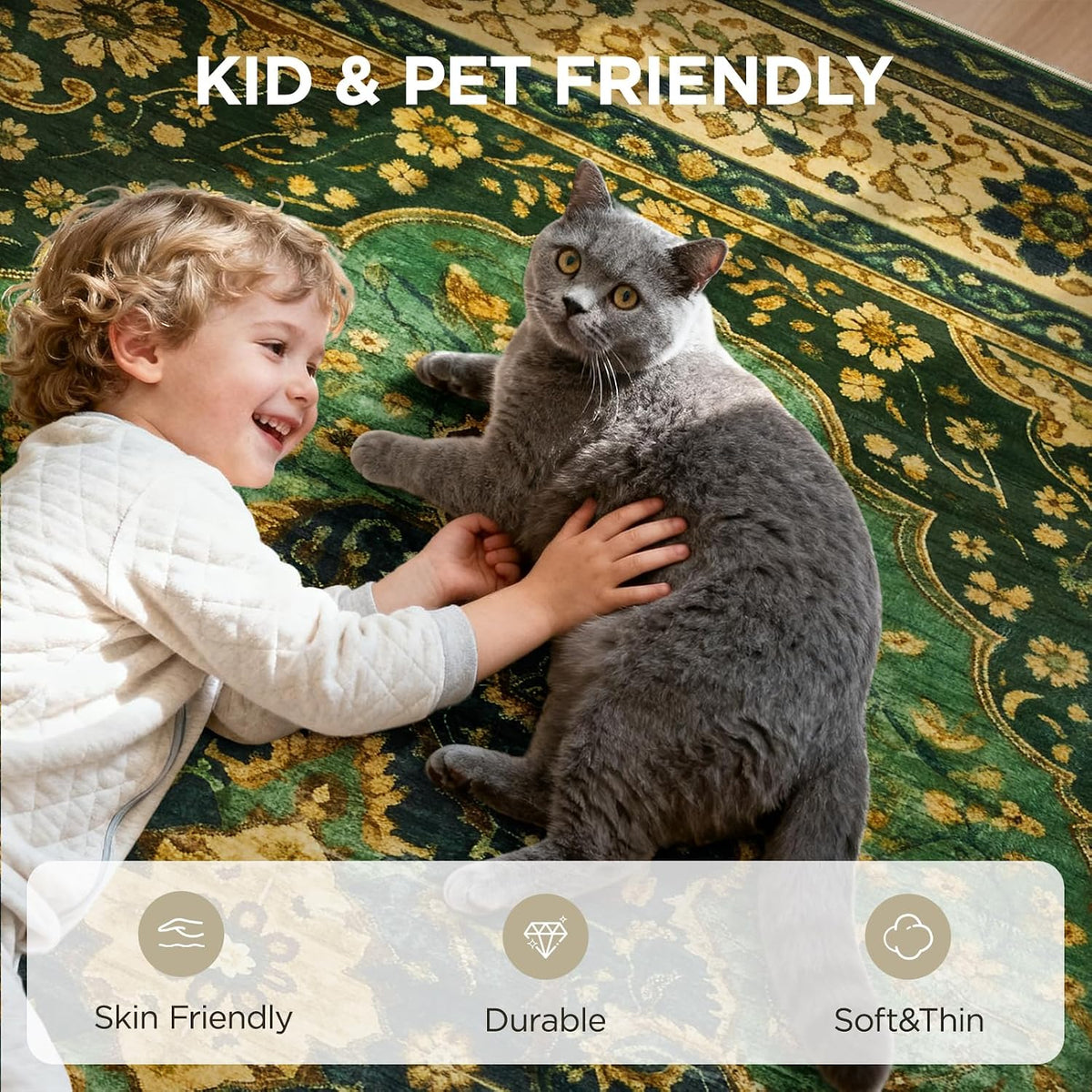 5X7 Rug for Living Room, Washable Rug for Bedroom Dining Room