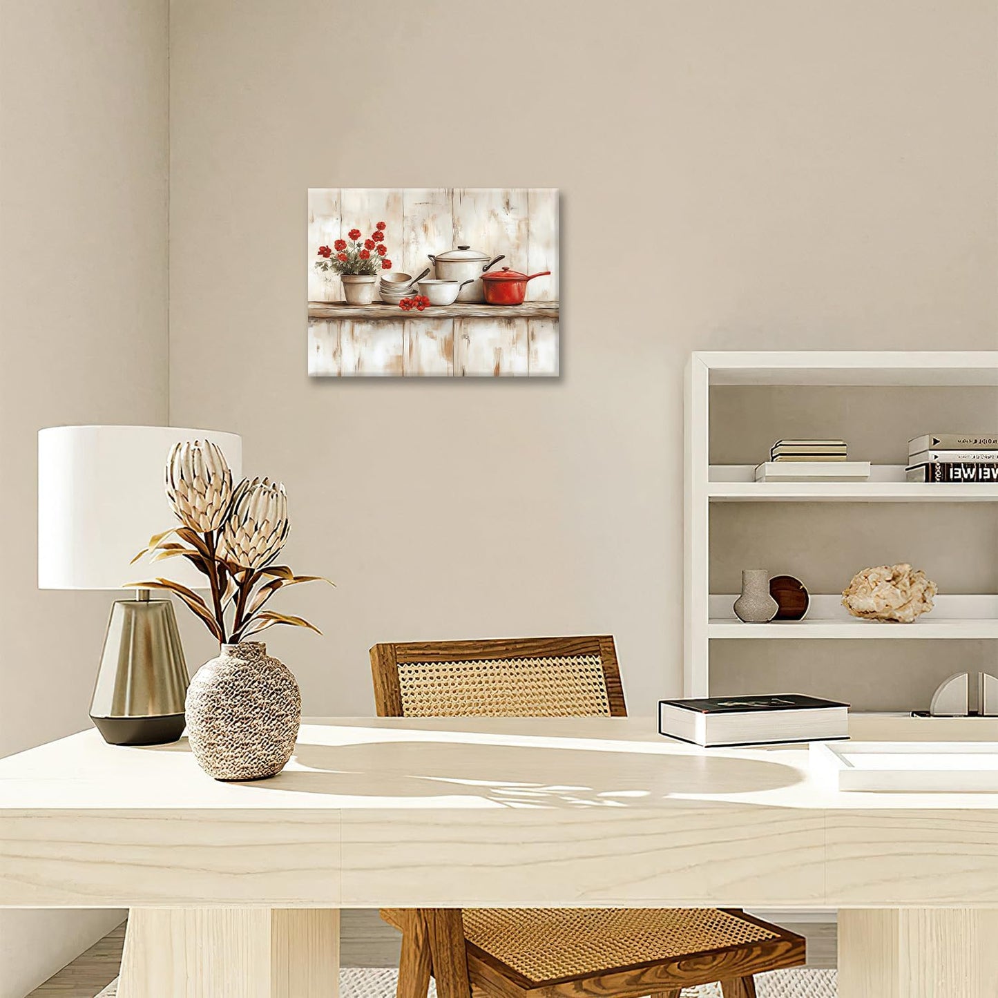 Rustic Kitchen Wall Art, Farmhouse Flower Pictures Wall Decor, 16"X12"