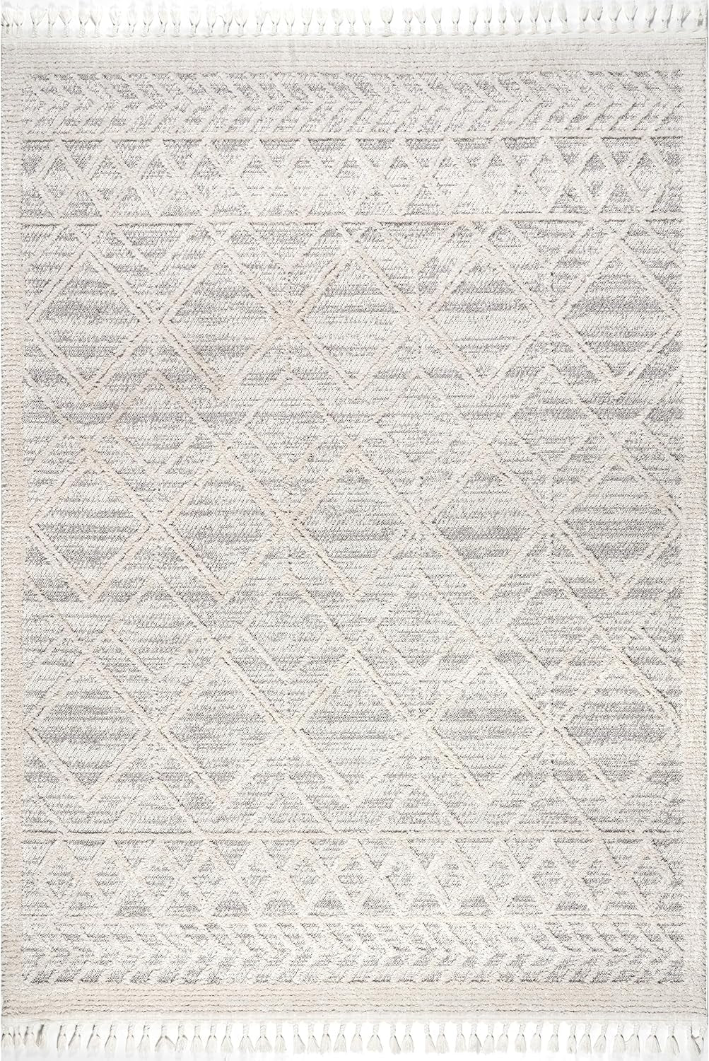 3X5 Ansley Moroccan Tassel Area Rug, Light Grey