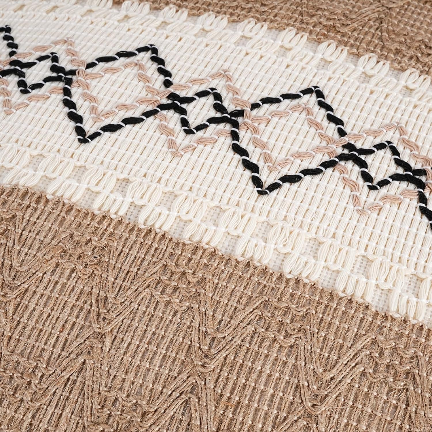 Pack of 2 Boho Throw Pillow Covers 18X18 Inch Farmhouse Decorative, Beige Modern