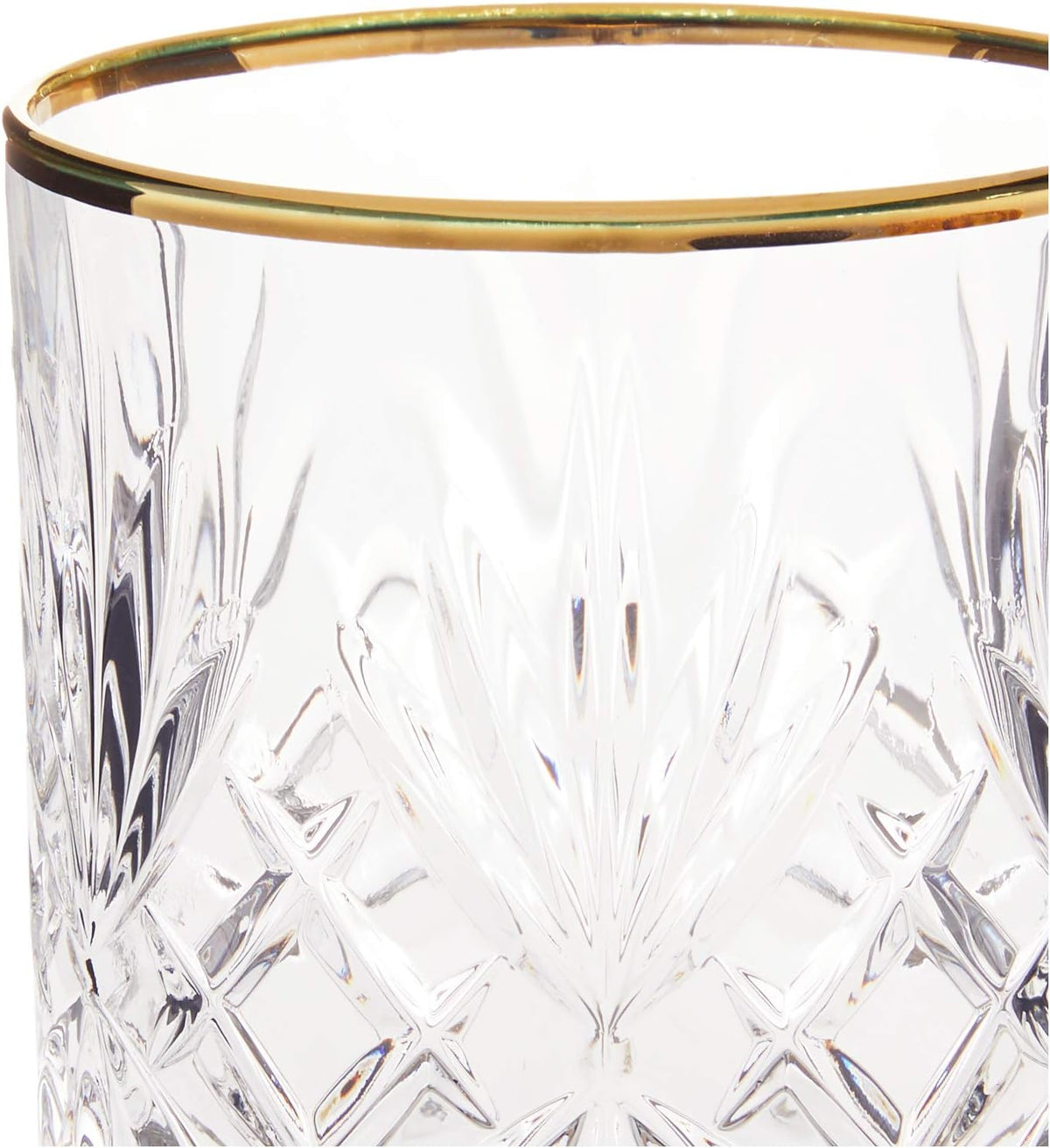 Siena Collection Crystal Double Old Fashion Beverage Glass with Gold Band Design, Set of 4,10 FL OZ