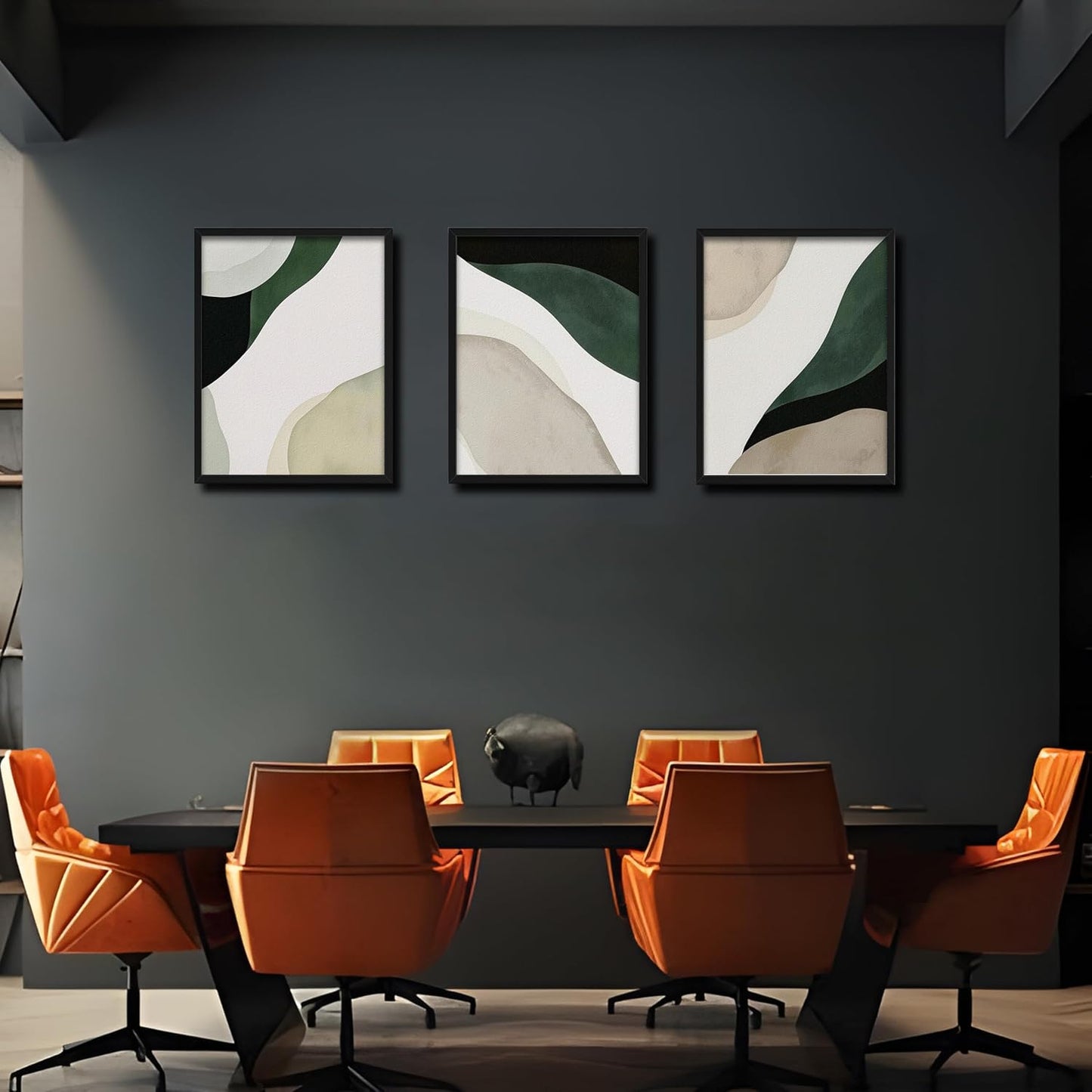 Framed 3D Textured Green Abstract Wall Art, Modern Abstract Wall Decor Paintings, 12X16 Inch