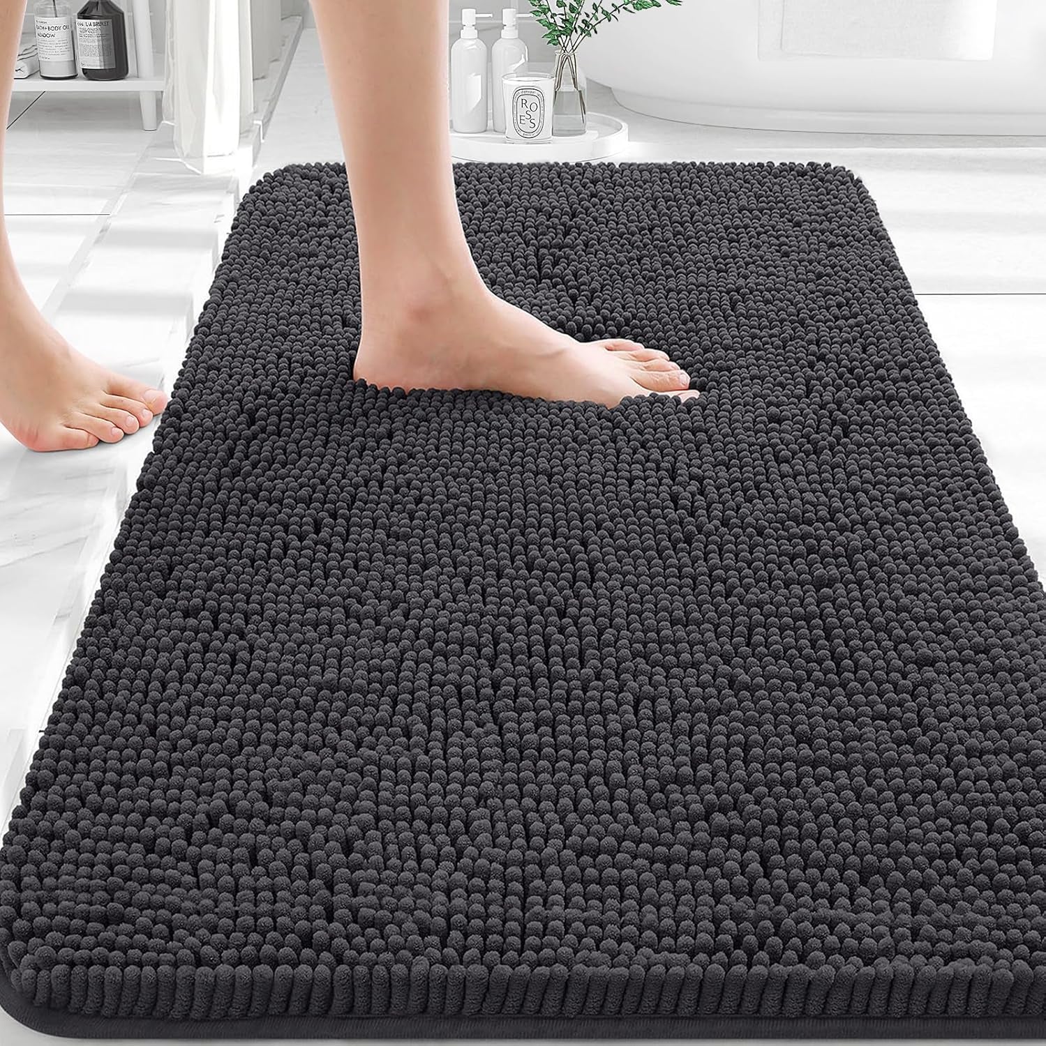 Chenille Bathroom Rugs 30X20, Extra Soft Absorbent 