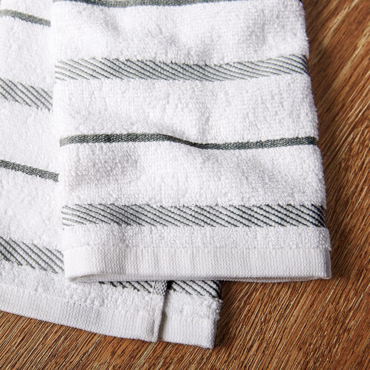 Albany Kitchen Towel 4-Pack Set, Grey/White, 16"X26"