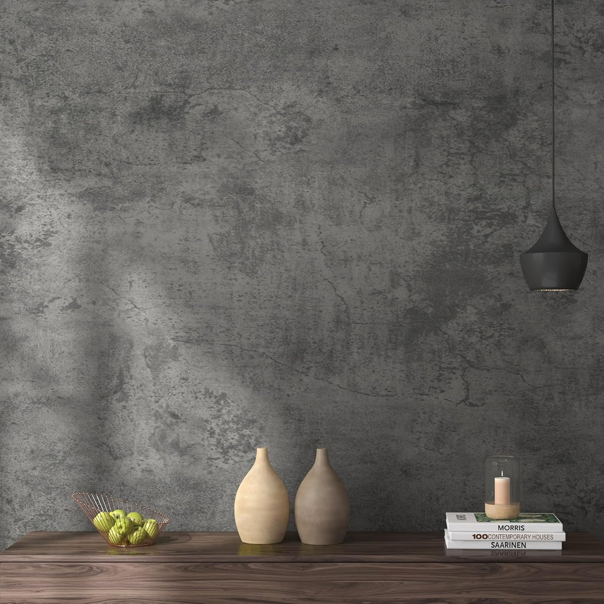24"×197" Dark Grey Concrete Contact Paper Self Adhesive Gray Faux Cement Wallpaper Peel and Stick Waterproof