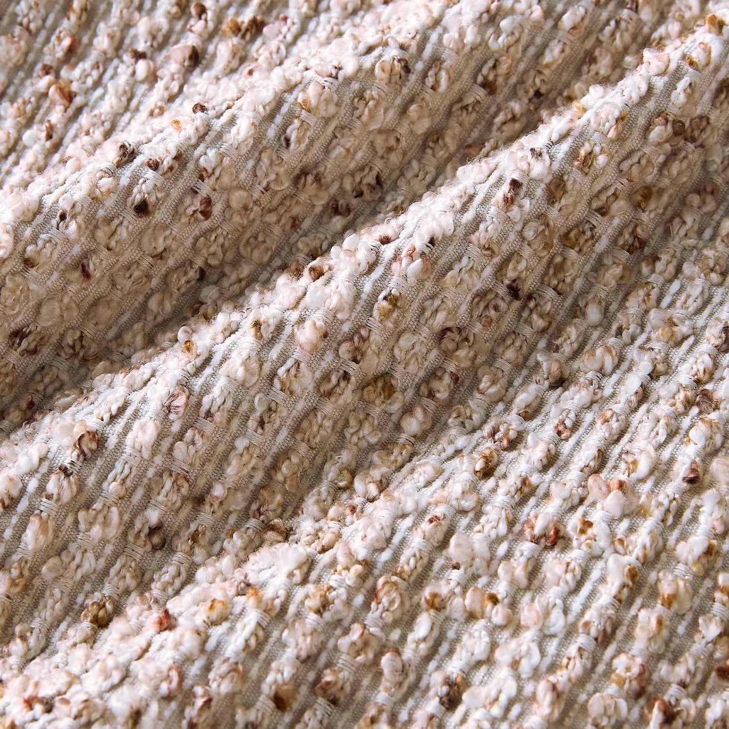 Decorative Lumbar Pillow Cover 12X20 Beige Striped Soft Wool 