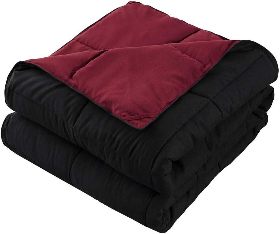 Reversible Comforter with Two Shams - Soft, Fluffy (Full/Queen, Black)