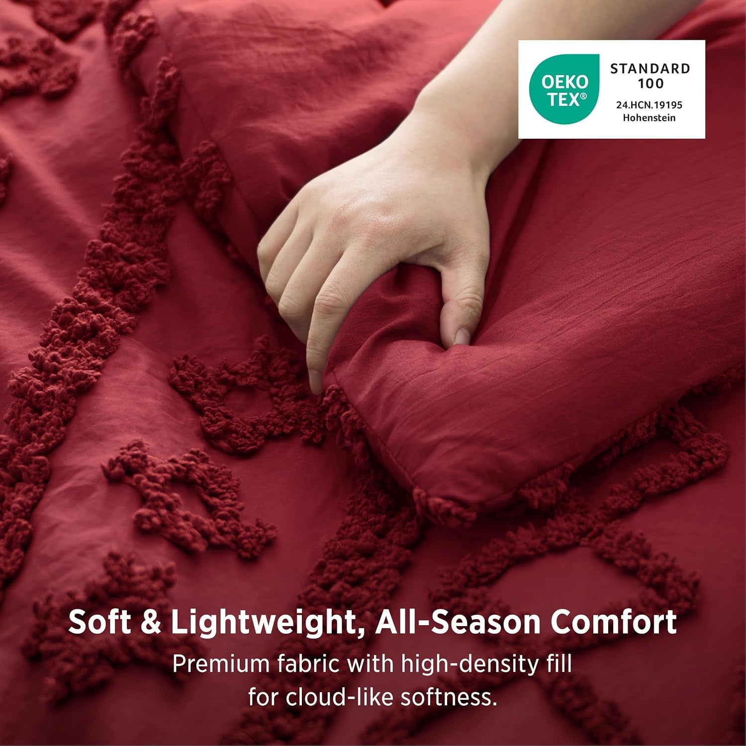 Tufted Boho Comforter Set Twin, Bedroom Decor Bedding Set Red
